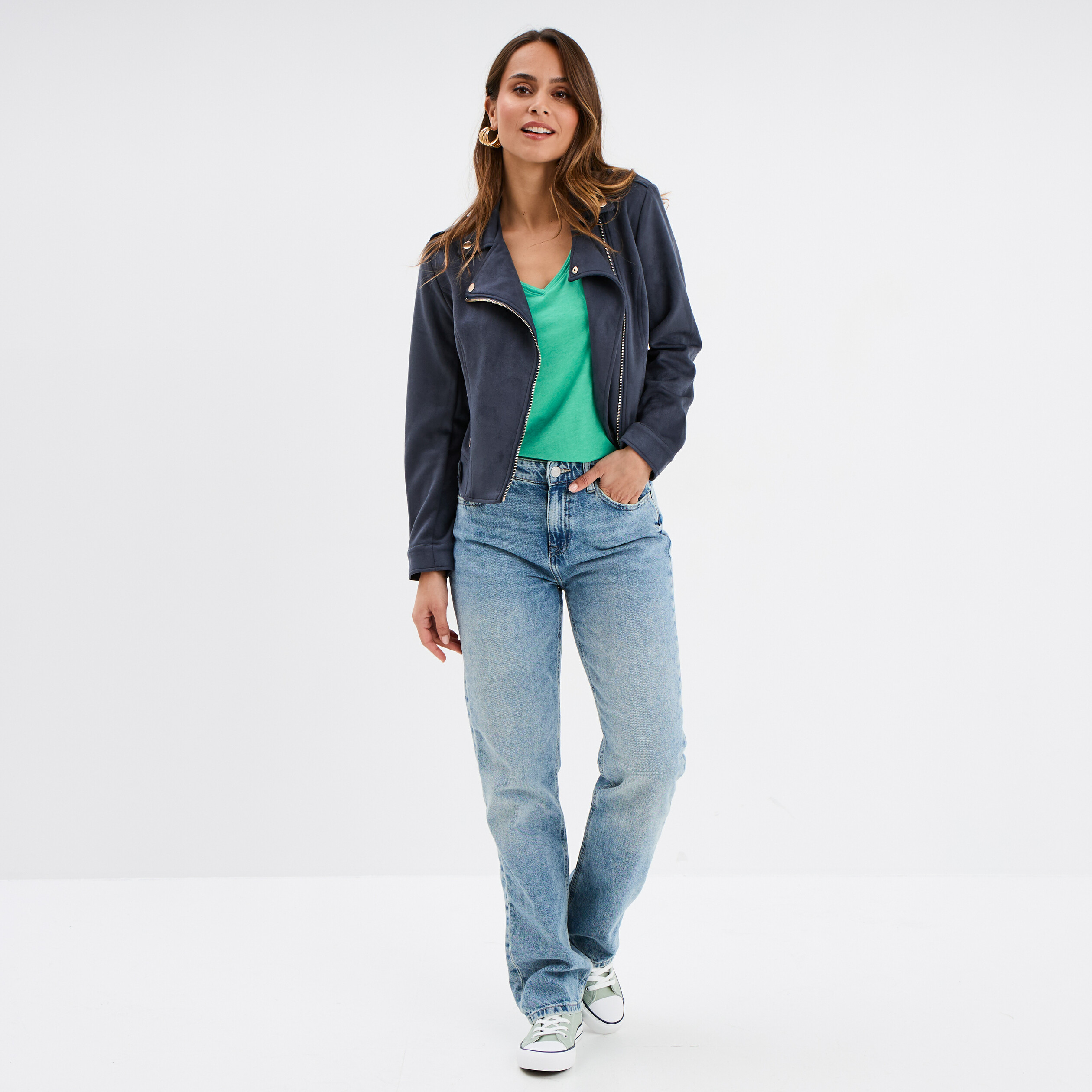 t shirt col v poche poitrine creeks vert menthe femme T-shirt col v poche poitrine Creeks vert menthe femme