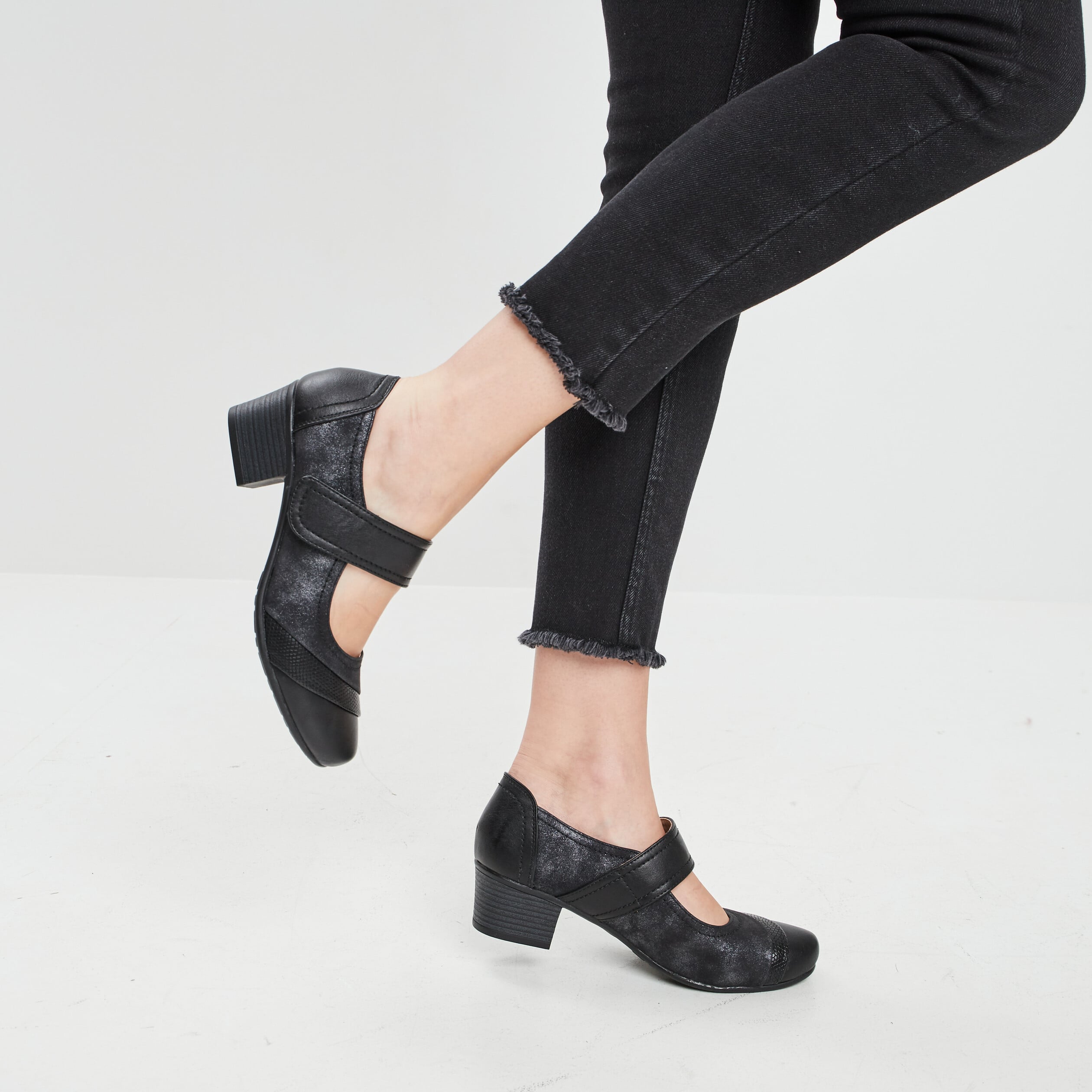 Escarpins confort semelles cuir noir femme