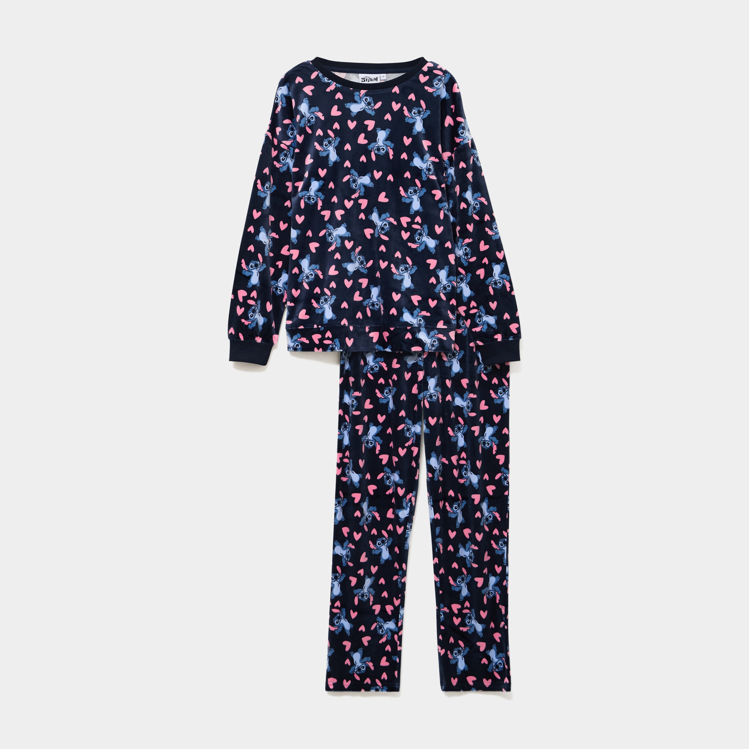 Coffret pyjama effet polaire Stitch bleu marine femme