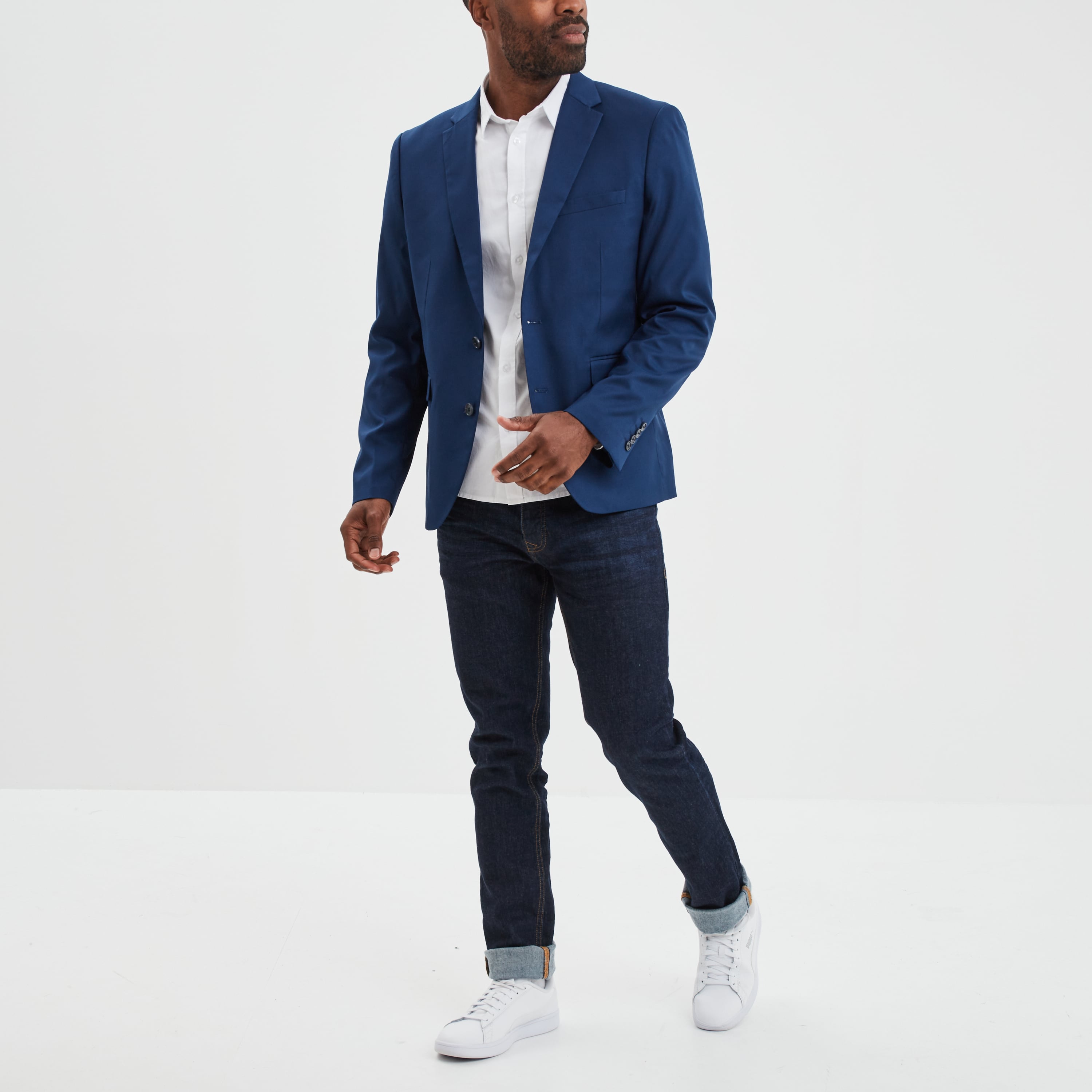 Veste de costume droite ajust&eacute;e bleu electrique homme
