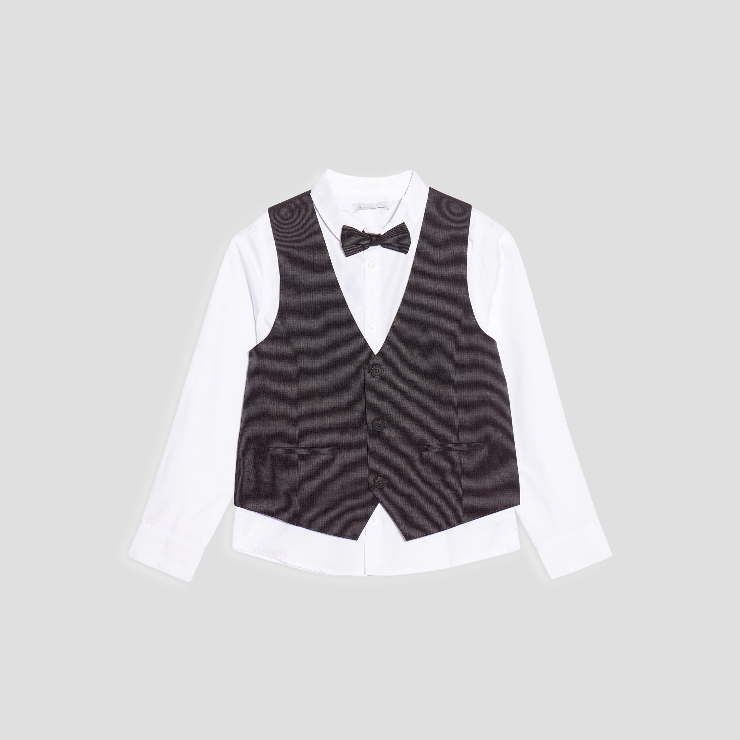 Ensemble 3 pi&egrave;ces chemise et veston blanc gar&ccedil;on