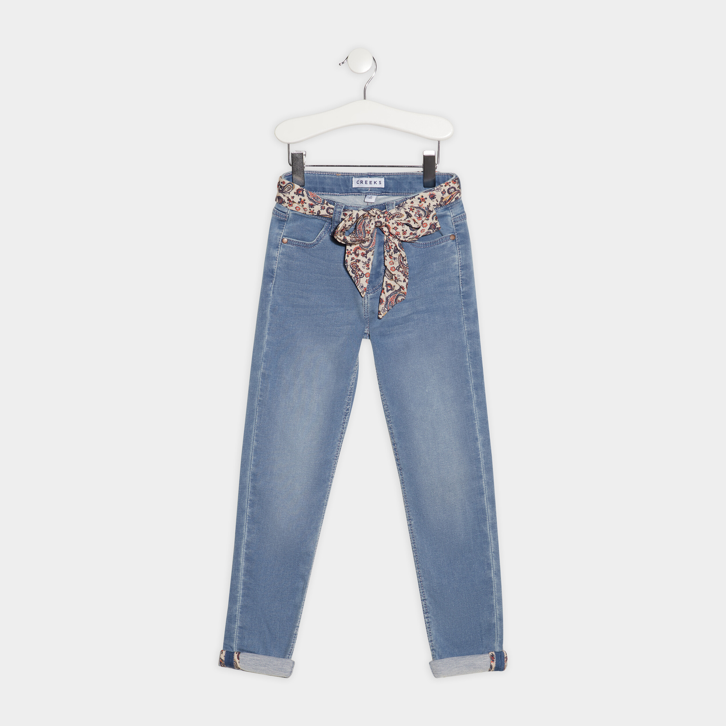 jeans skinny ceinture foulard denim double stone fille Jeans skinny ceinture foulard denim double stone fille