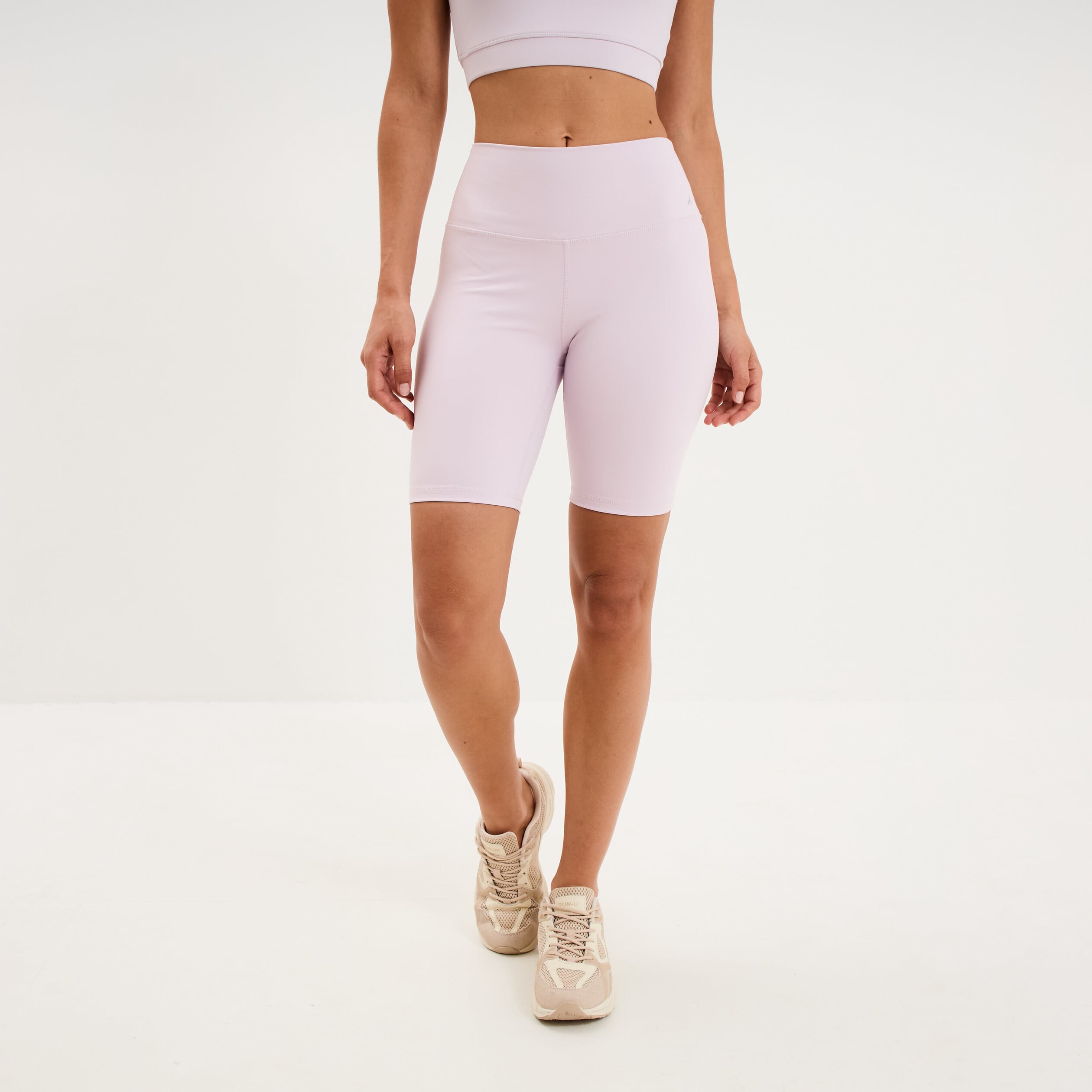 Short cycliste de sport taille haute violet clair femme