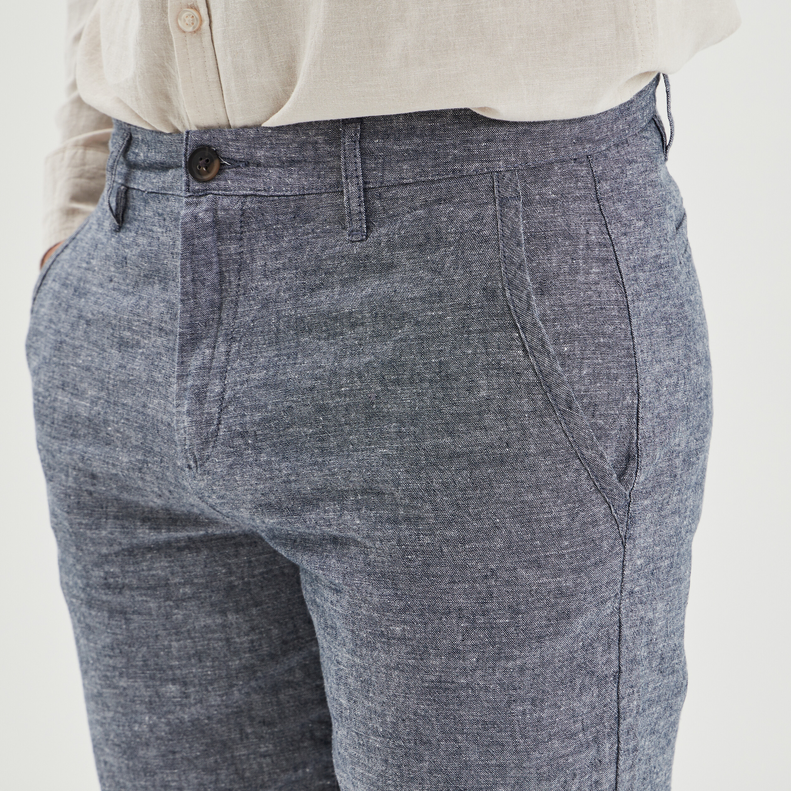 short chino droit lin majoritaire bleu marine homme Short chino droit lin majoritaire bleu marine homme