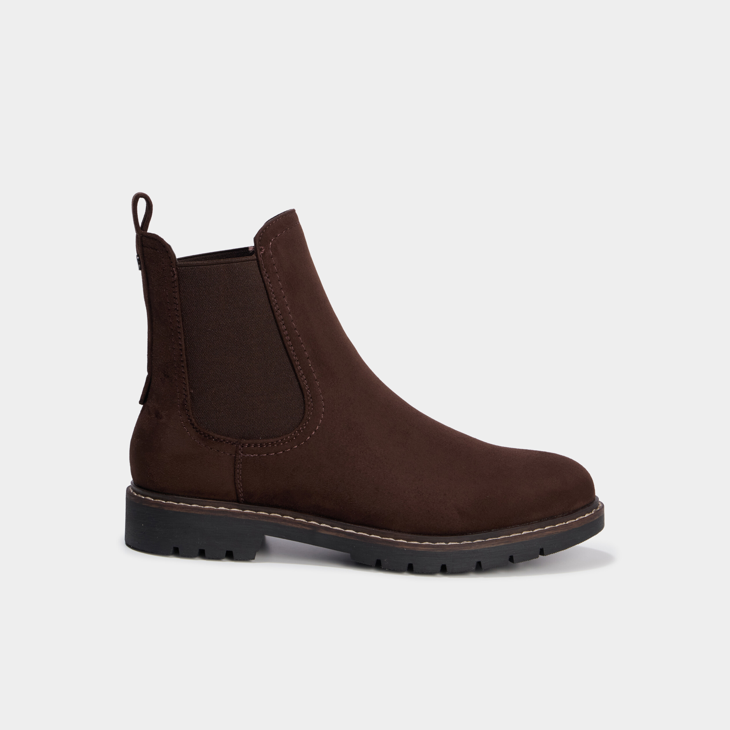Boots chelsea effet su&eacute;dine marron fonc&eacute; femme