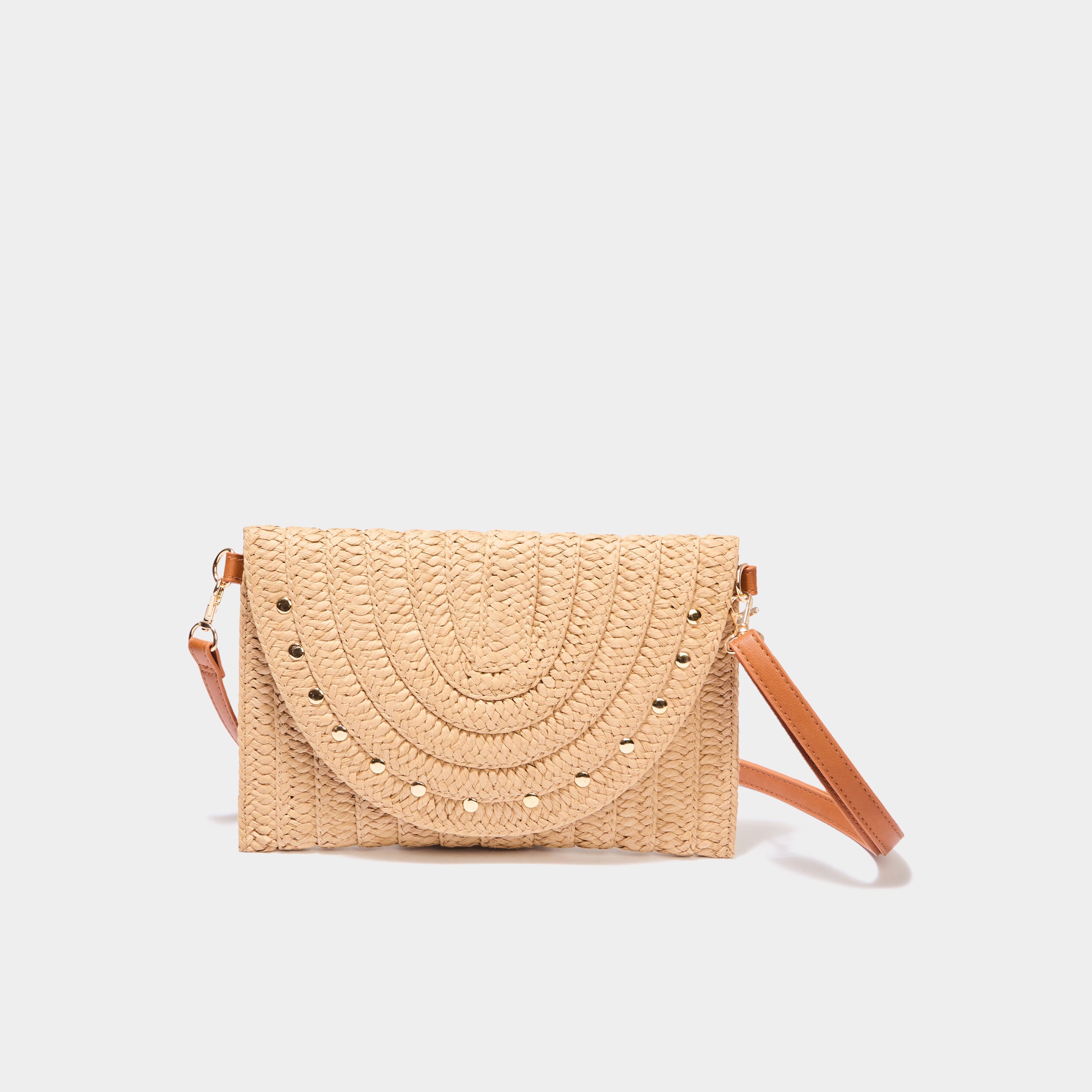 Sac pochette tress&eacute; sable femme