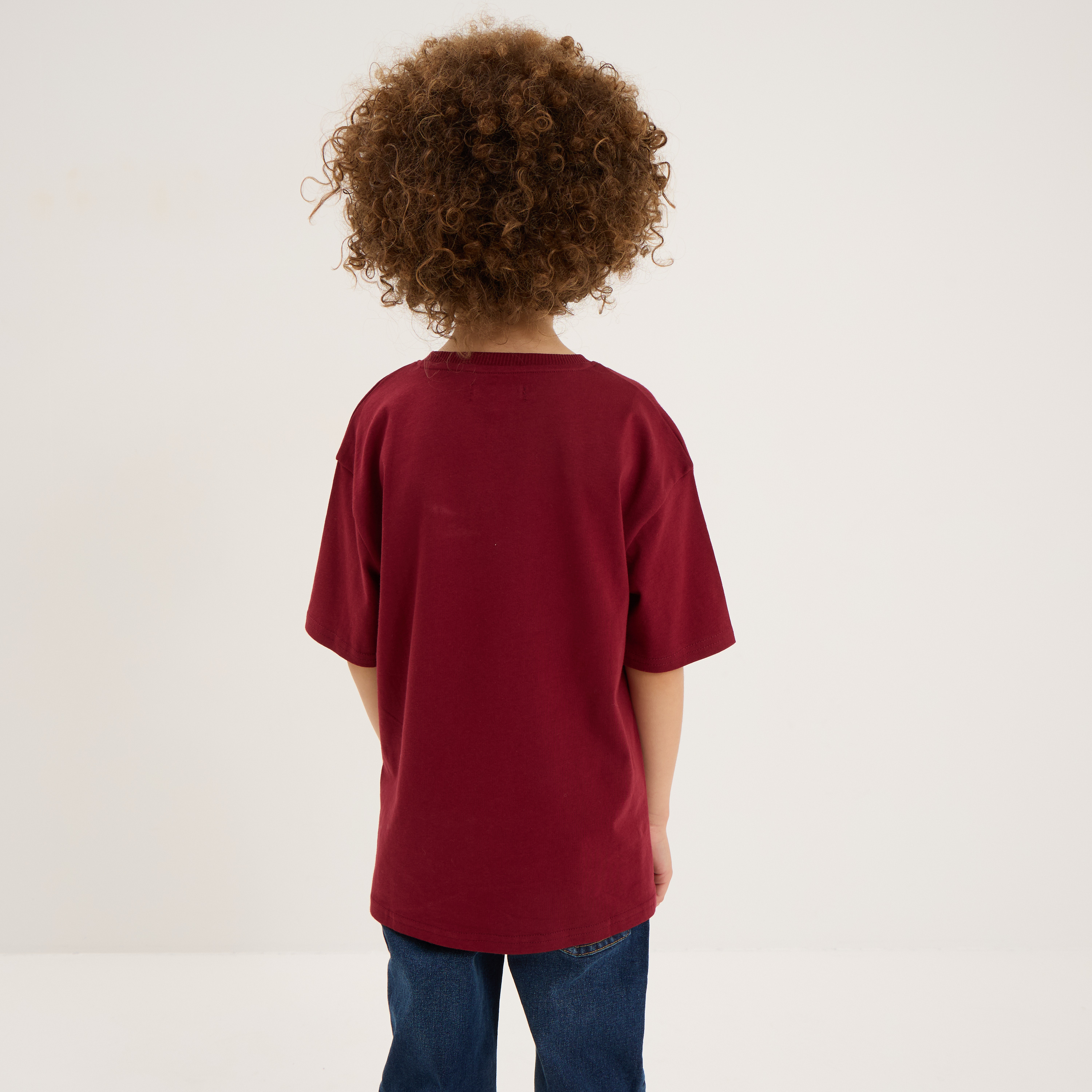 t shirt col rond manches courtes coton bordeaux garcon T-shirt col rond manches courtes coton bordeaux garçon