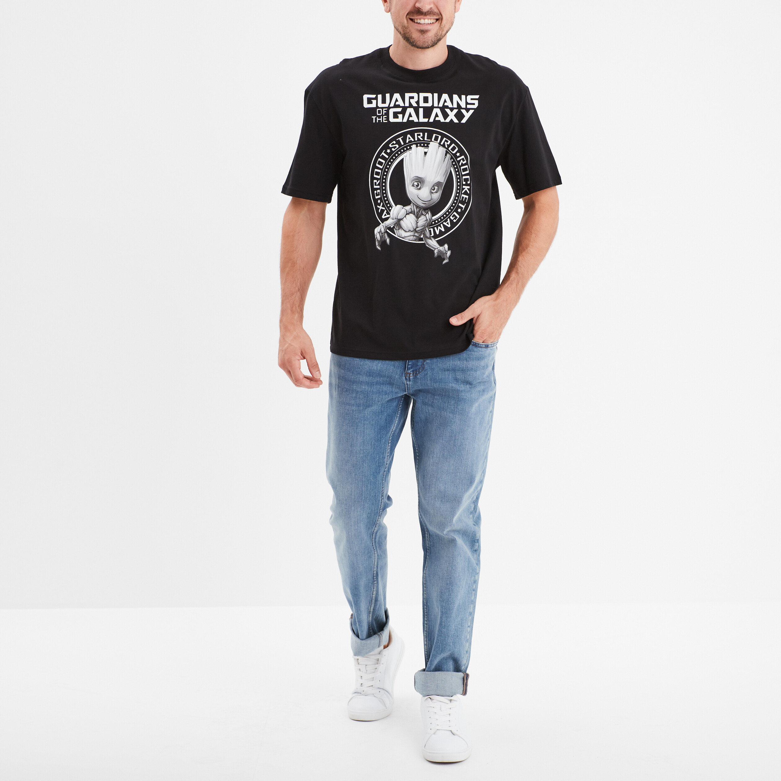 t shirt gardiens de la galaxie groot noir homme T-shirt Gardiens de la Galaxie Groot noir homme