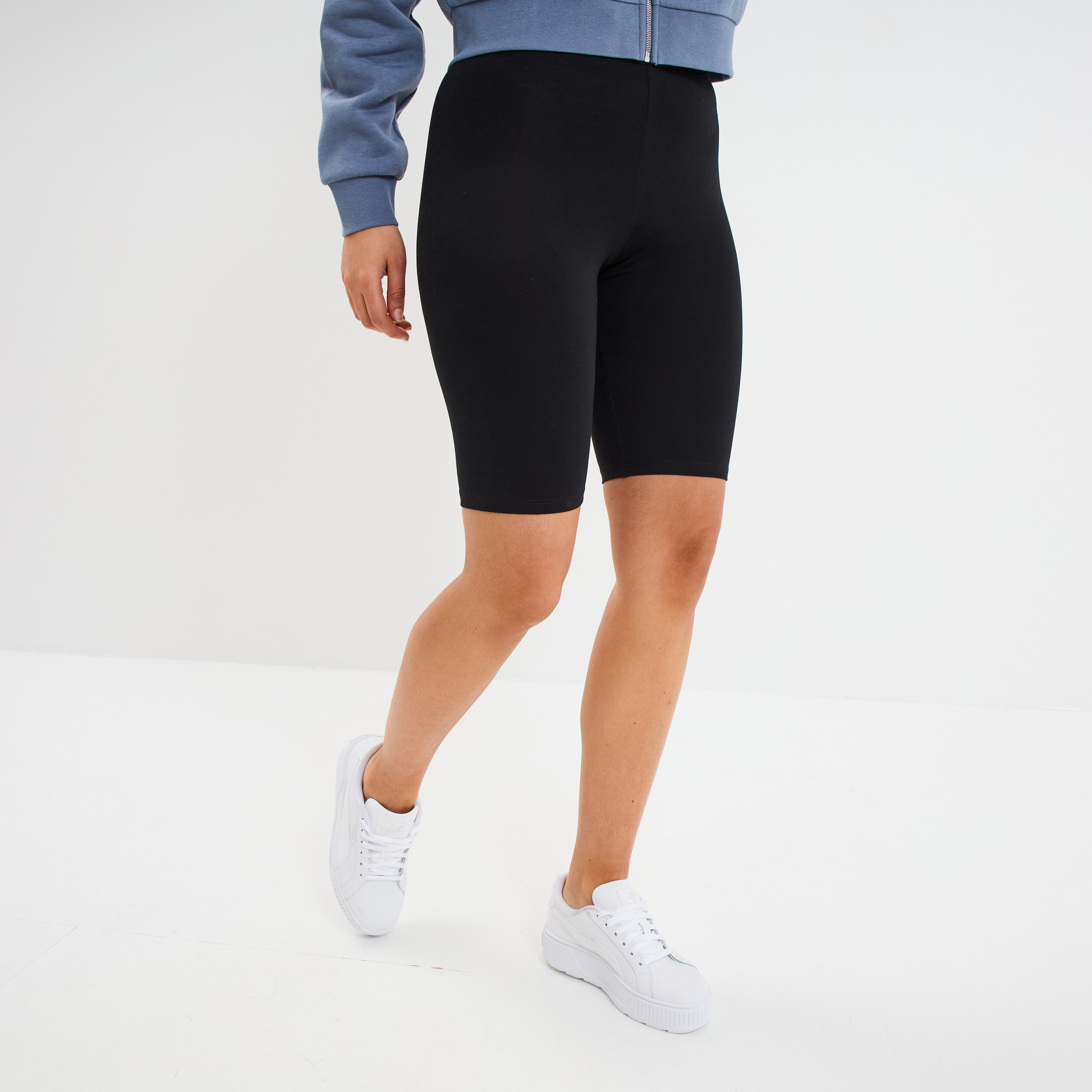 Short cycliste coton stretch noir femme