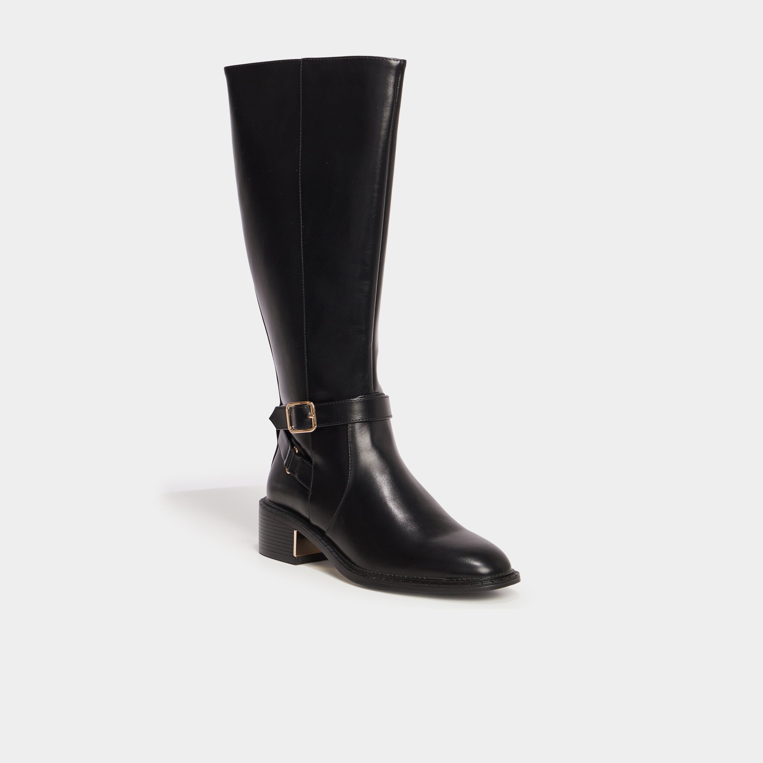 Bottes &agrave; talons avec boucles noir femme