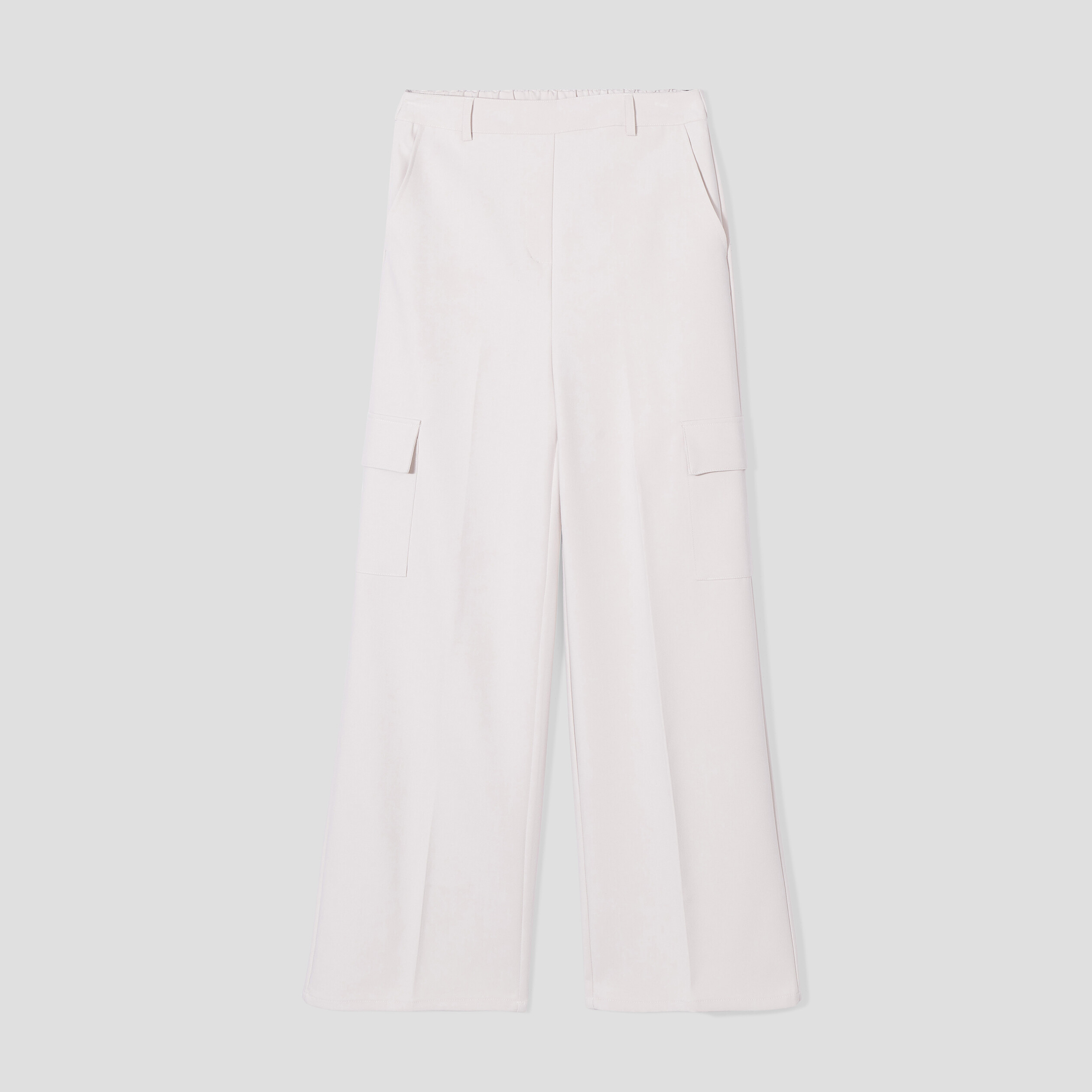 Pantalon large cargo à pinces gris femme