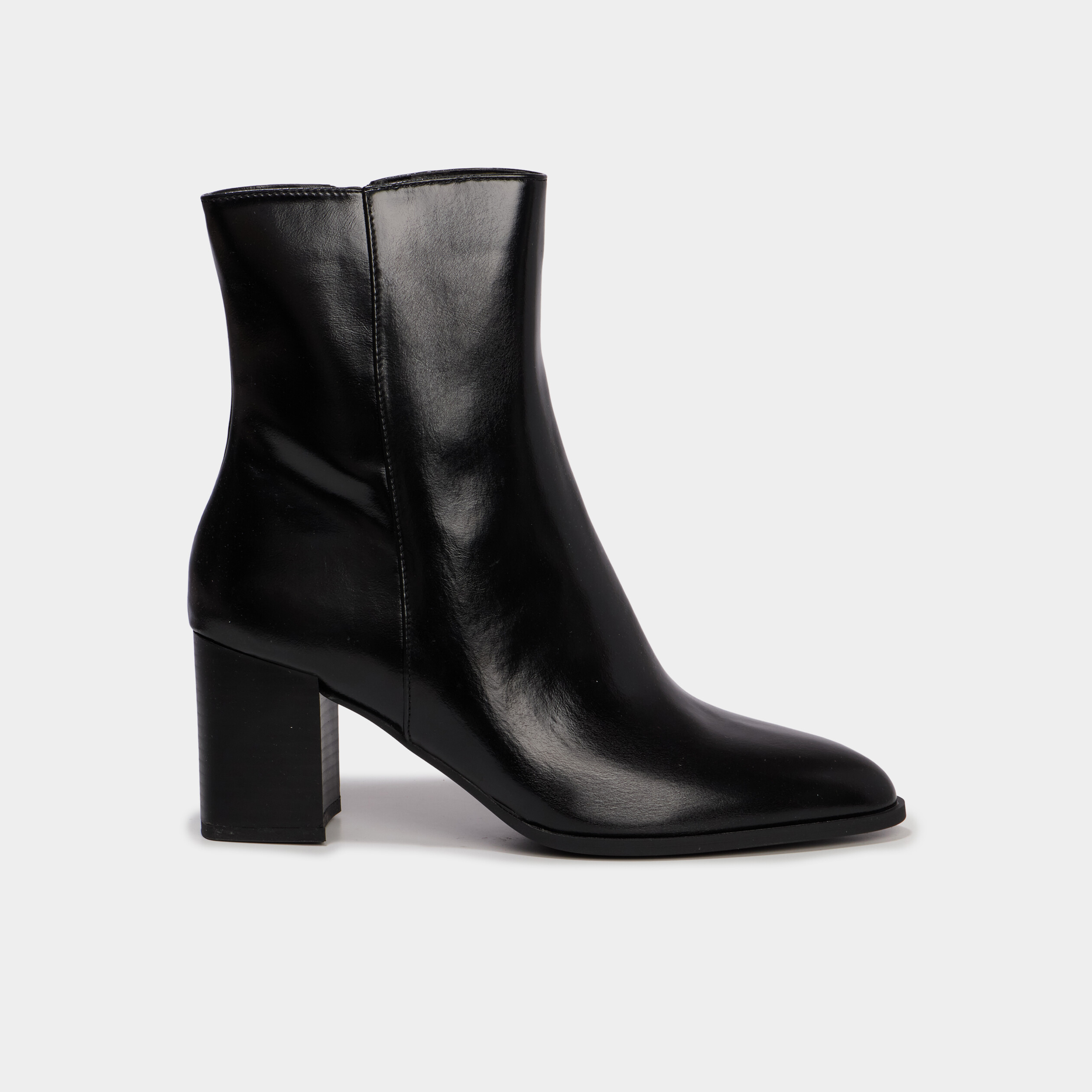 Bottines lisses talon bloc noir femme