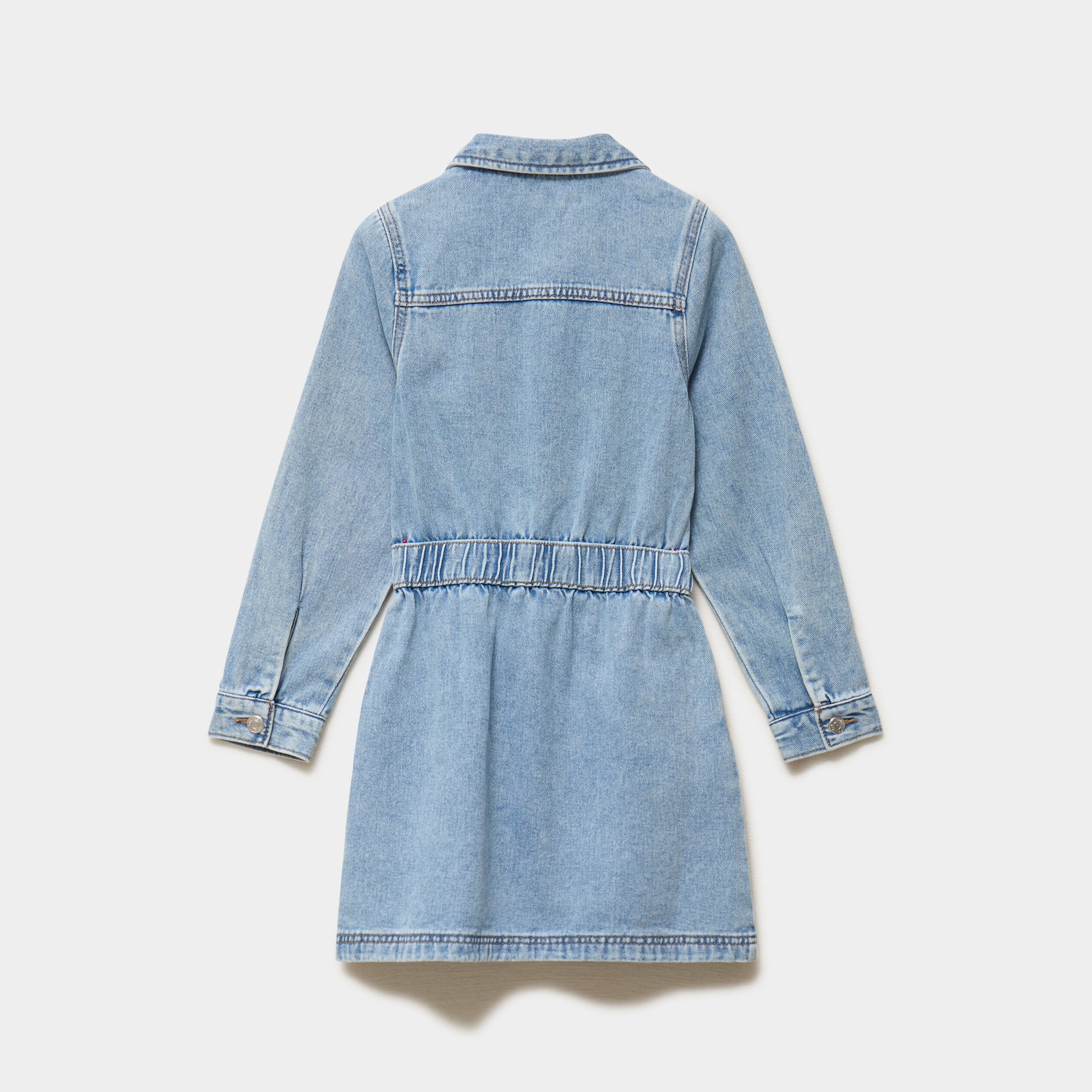 Robe en jean courte cintr&eacute;e boutonn&eacute;e denim double stone fille