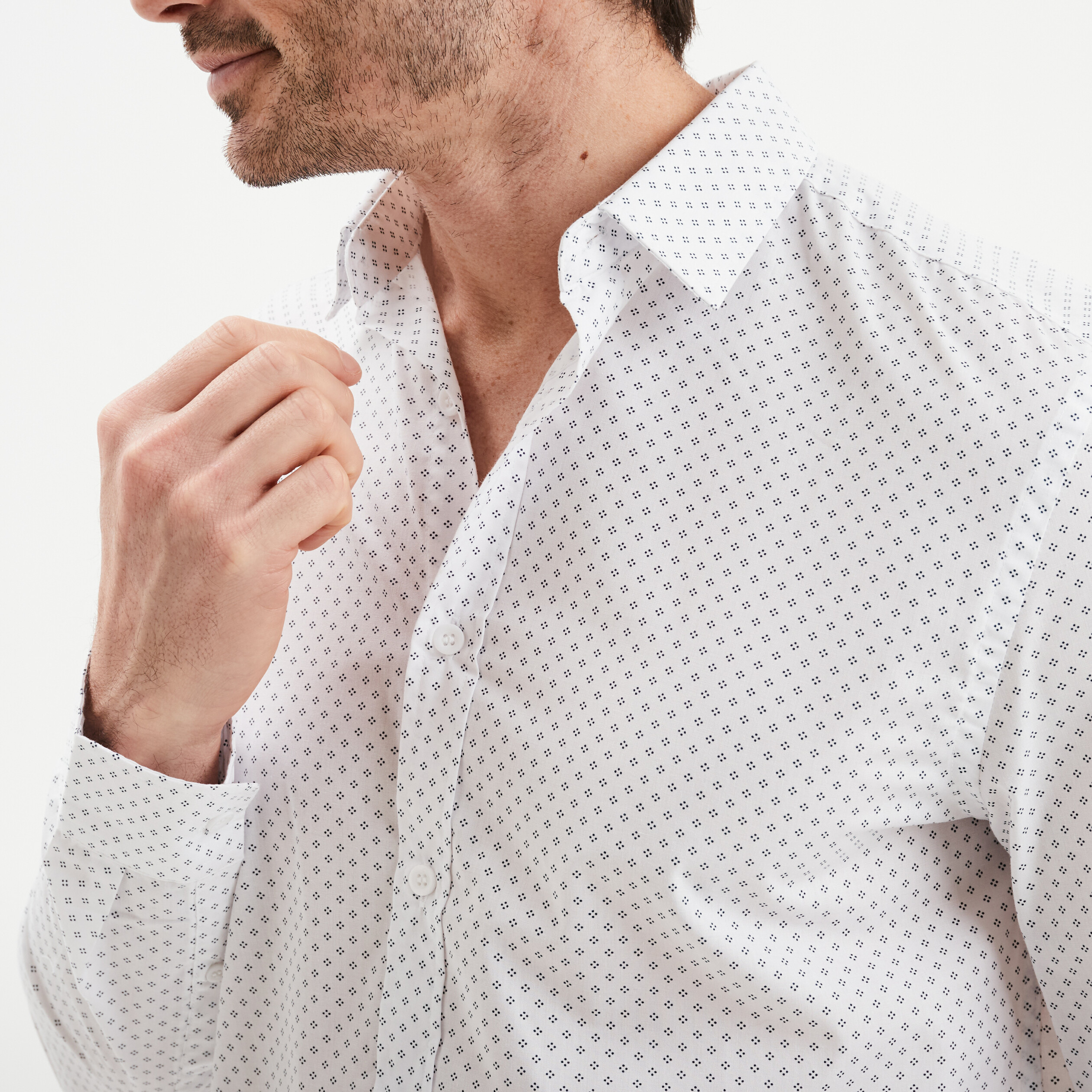 Chemise droite repassage facile blanc homme