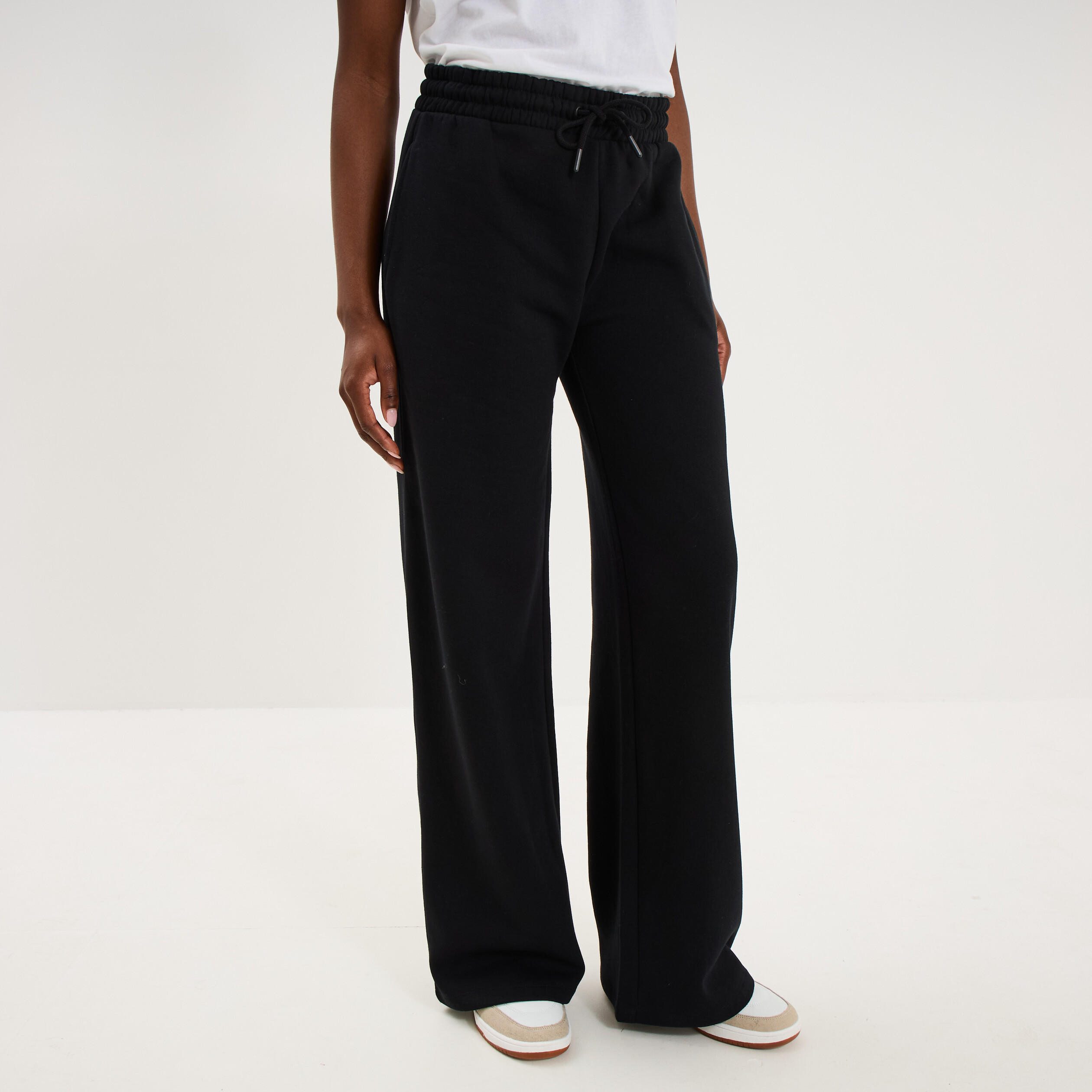 Pantalon de jogging molletonn&eacute; large noir femme