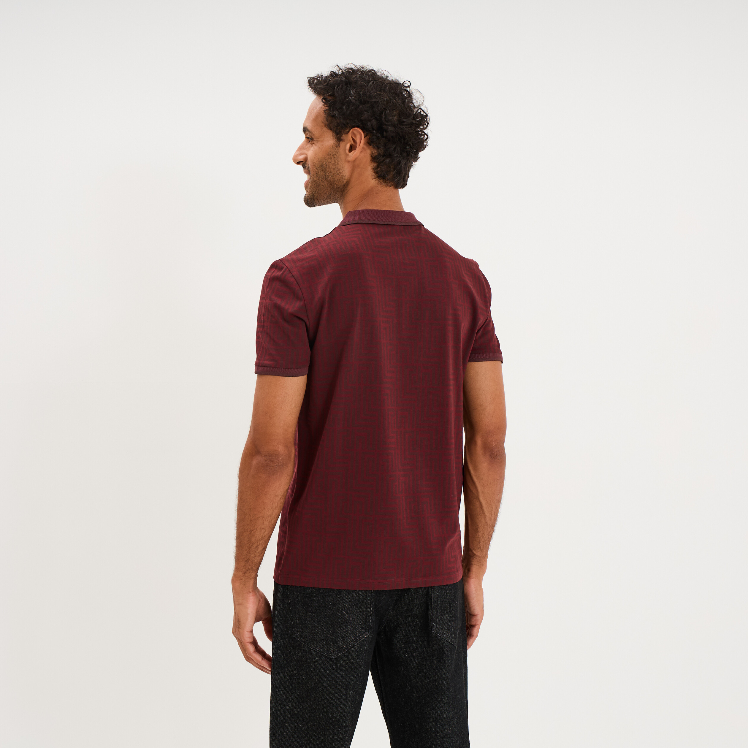 Polo slim manches courtes stretch prune homme