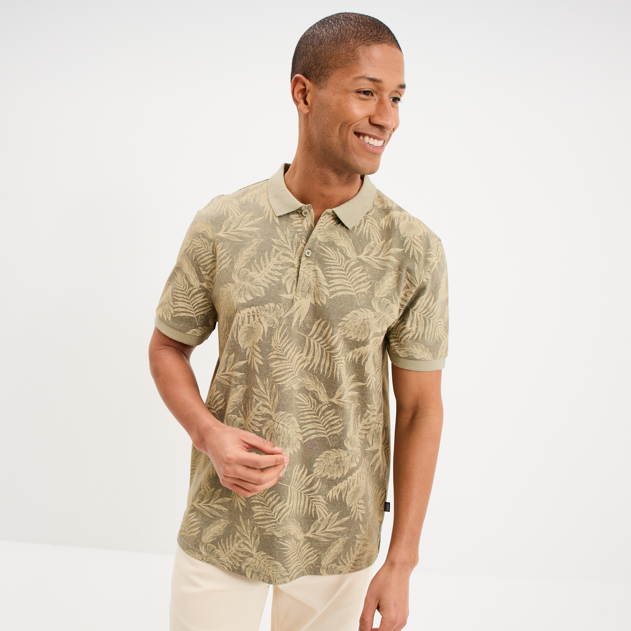 Polo jersey droit manches courtes coton vert homme