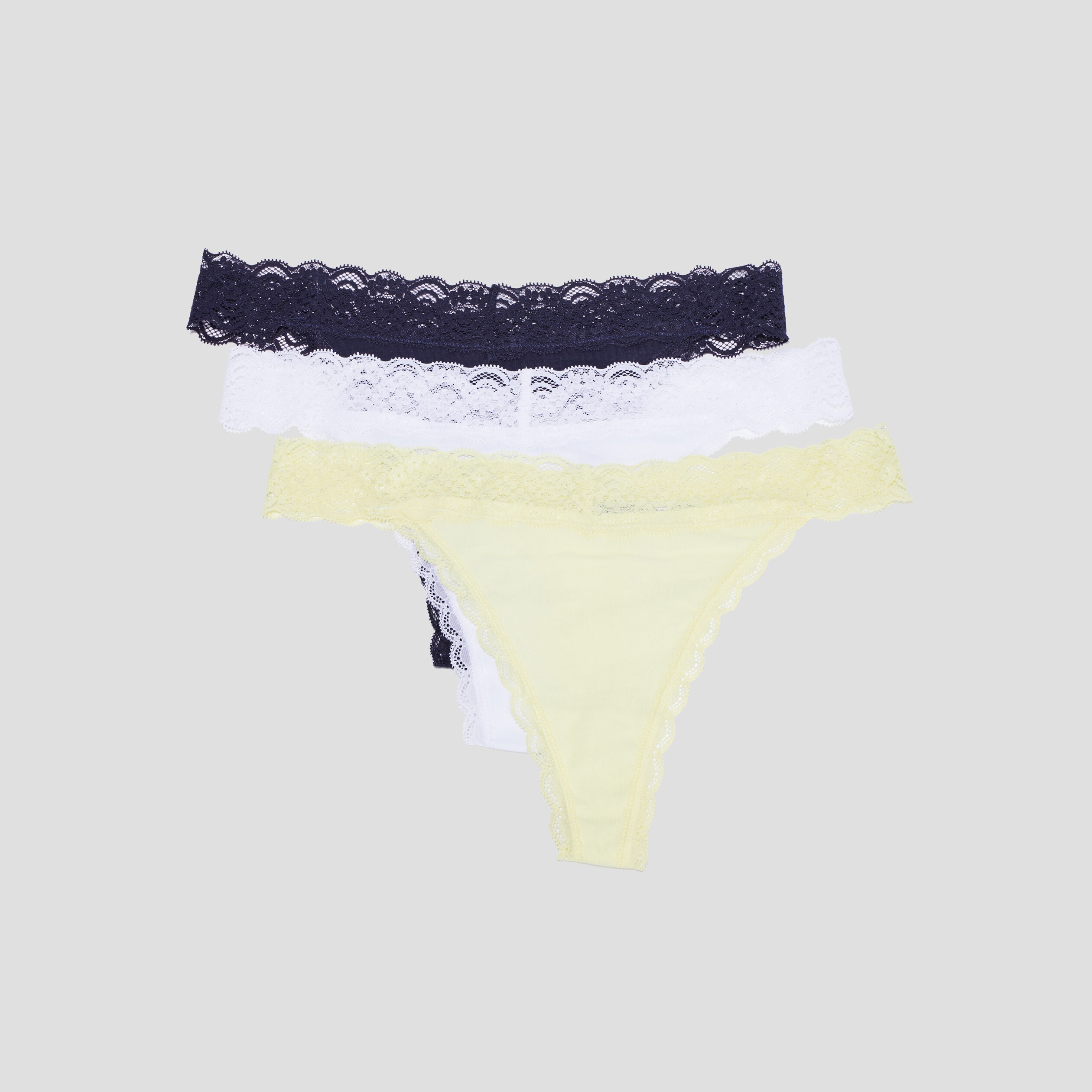 lot 3 strings en coton jaune femme Lot 3 strings en coton jaune femme