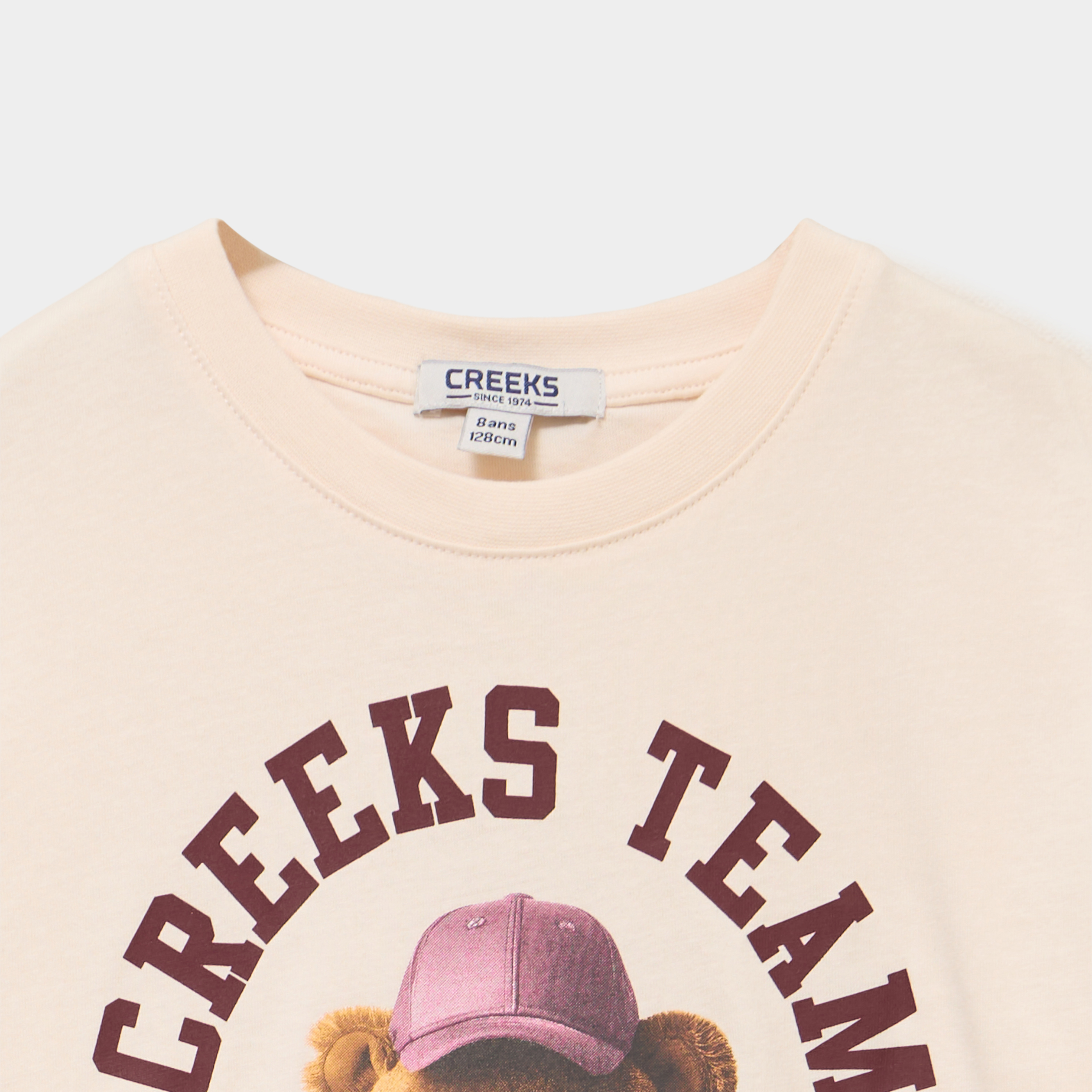 T-shirt oversize manches courtes coton beige fille