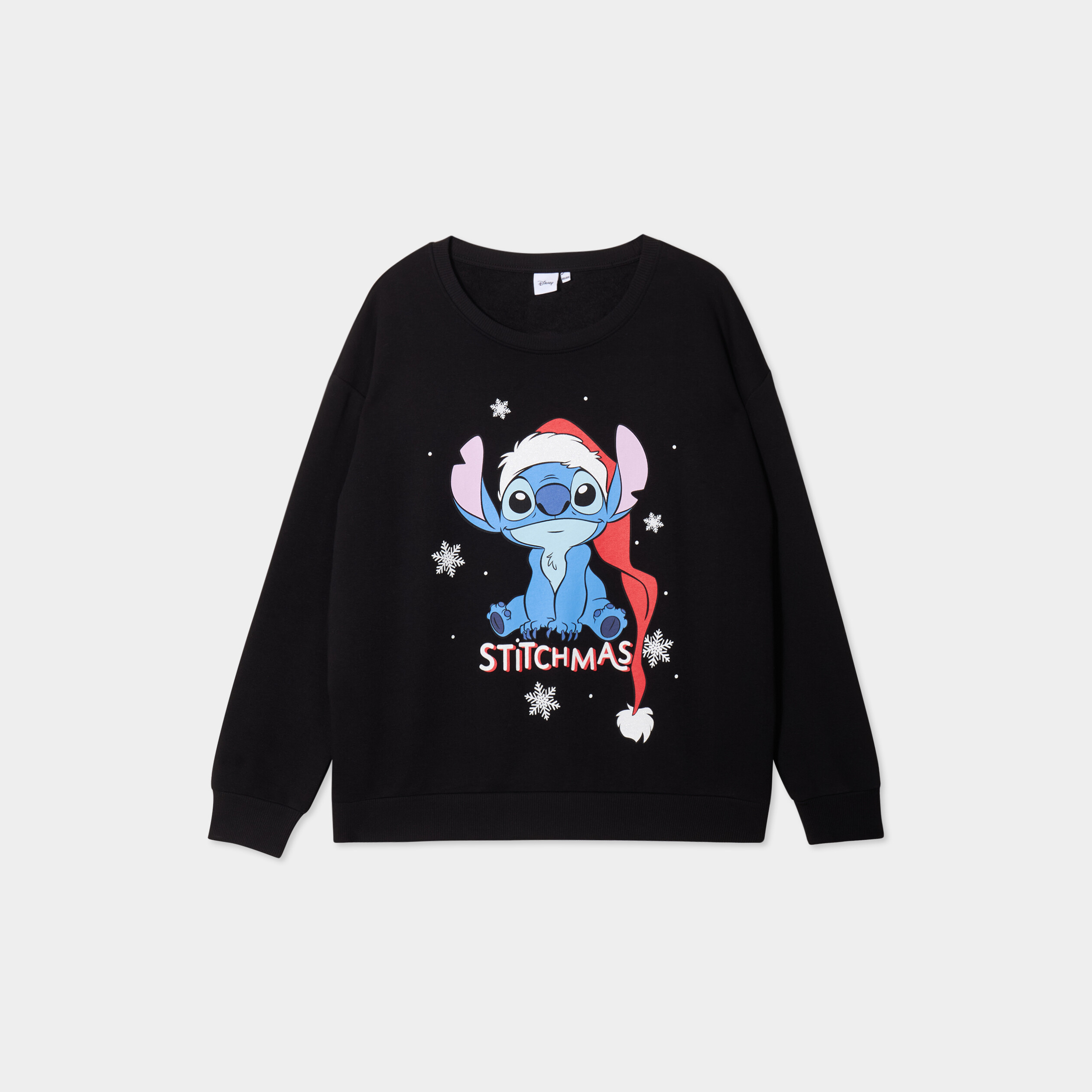 Sweat manches longues Noël Stitch noir femme grande taille La Halle