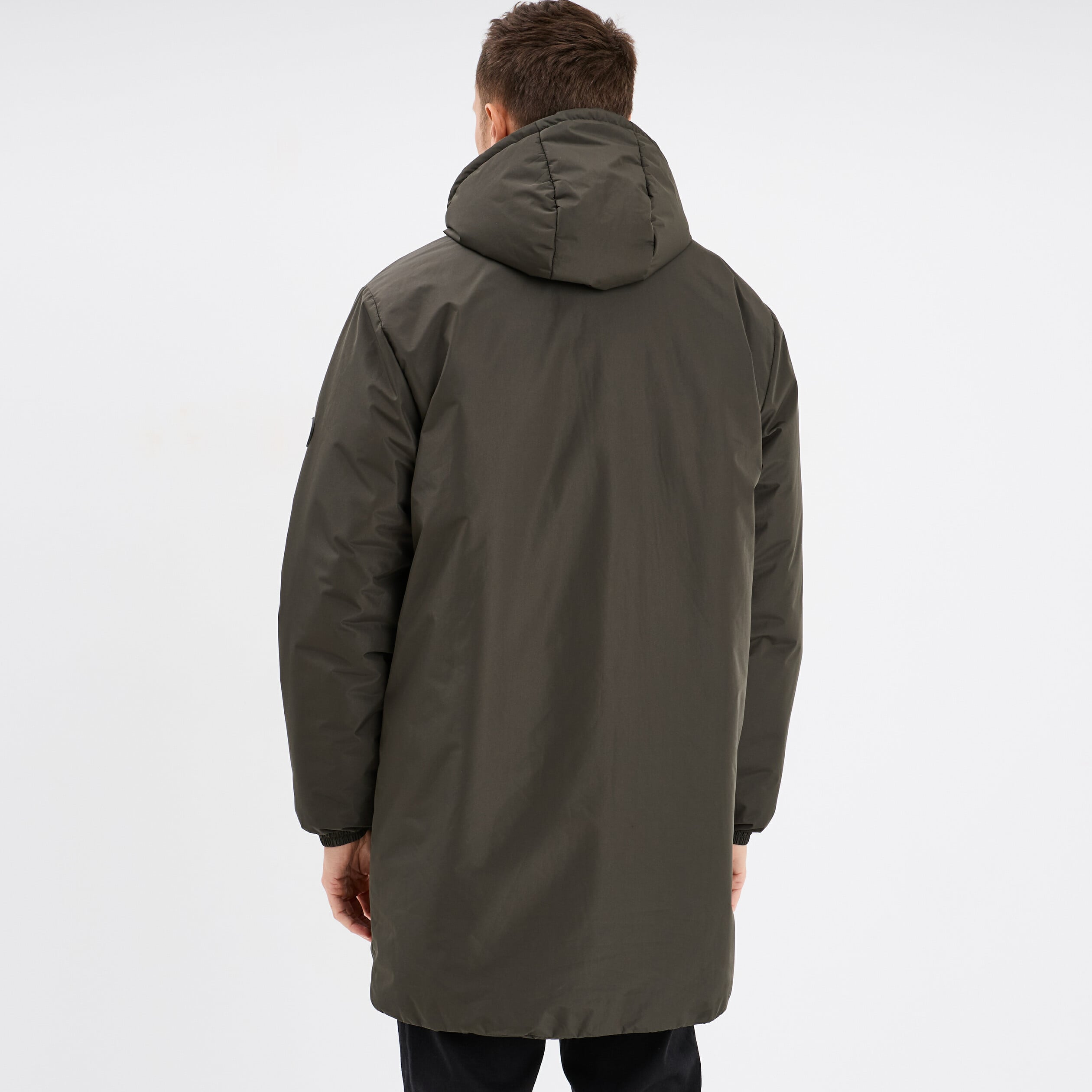 Parka d&eacute;perlante doubl&eacute;e &agrave; capuche vert kaki homme