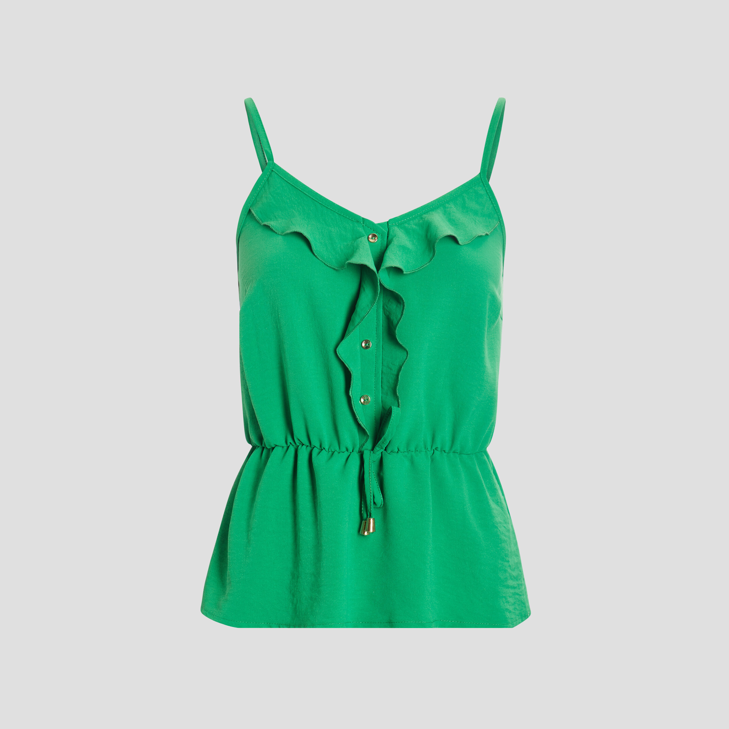 Blouse volantée bretelles fines vert femme