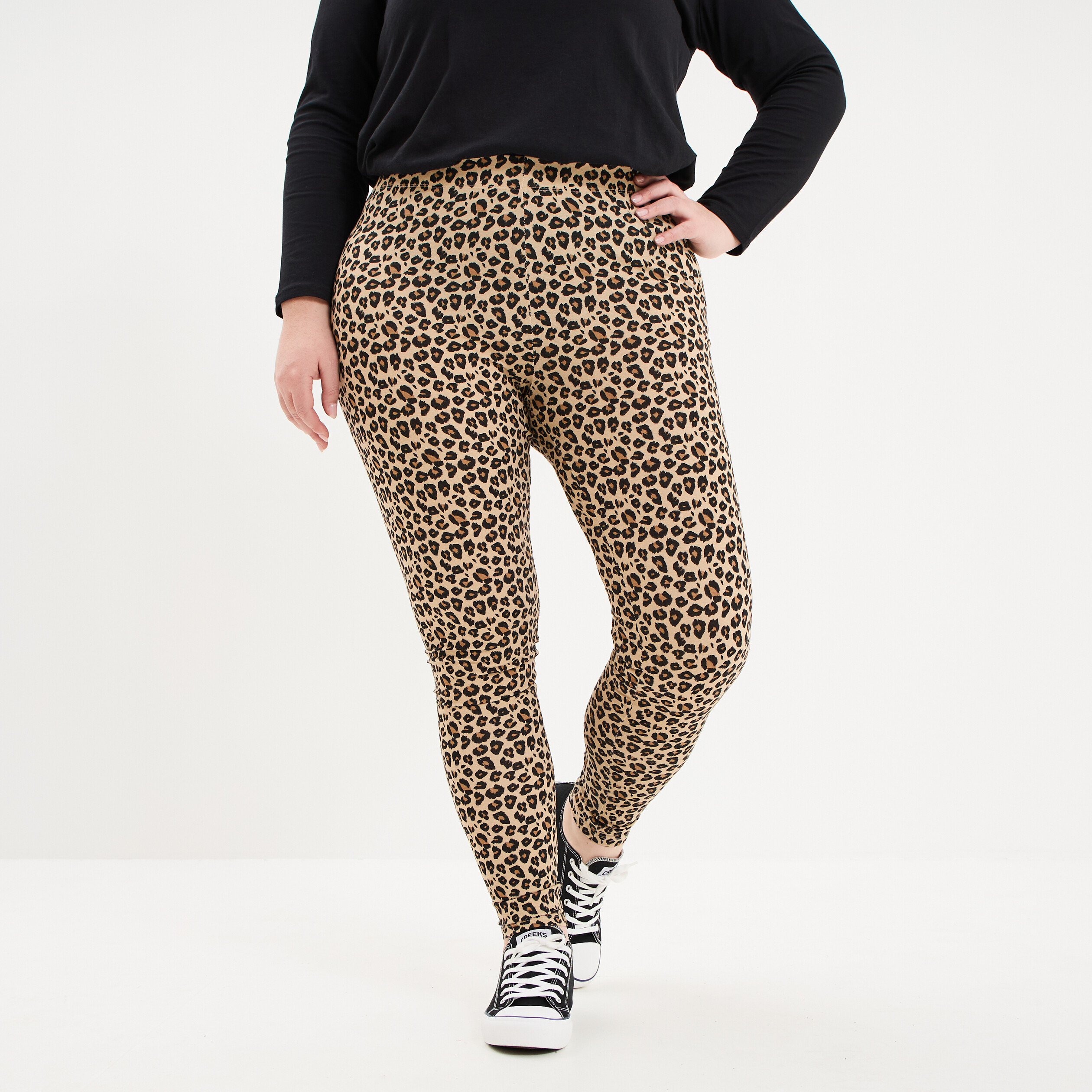 Legging en coton sable femme grande taille