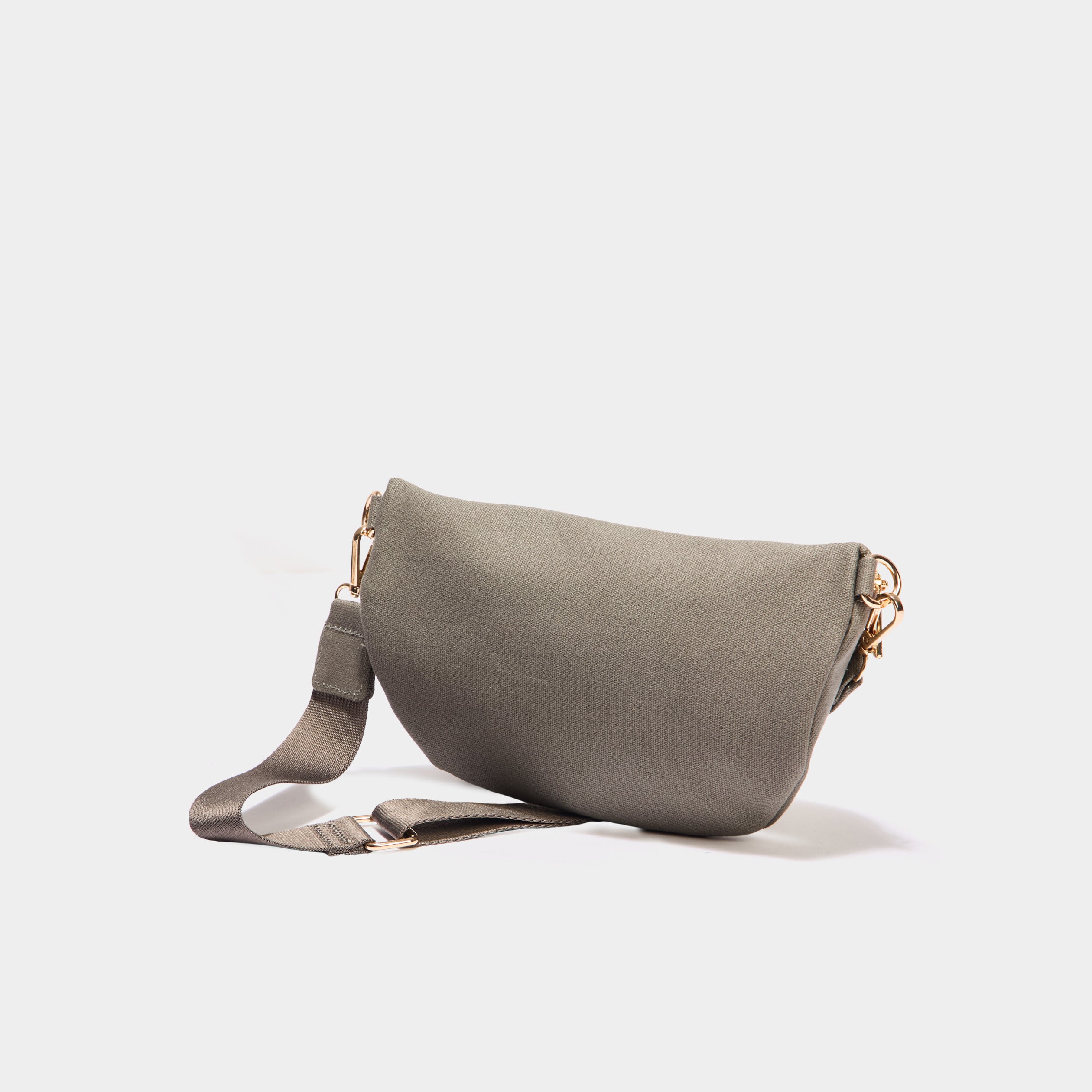 Sac banane en toile de coton canvas vert kaki femme