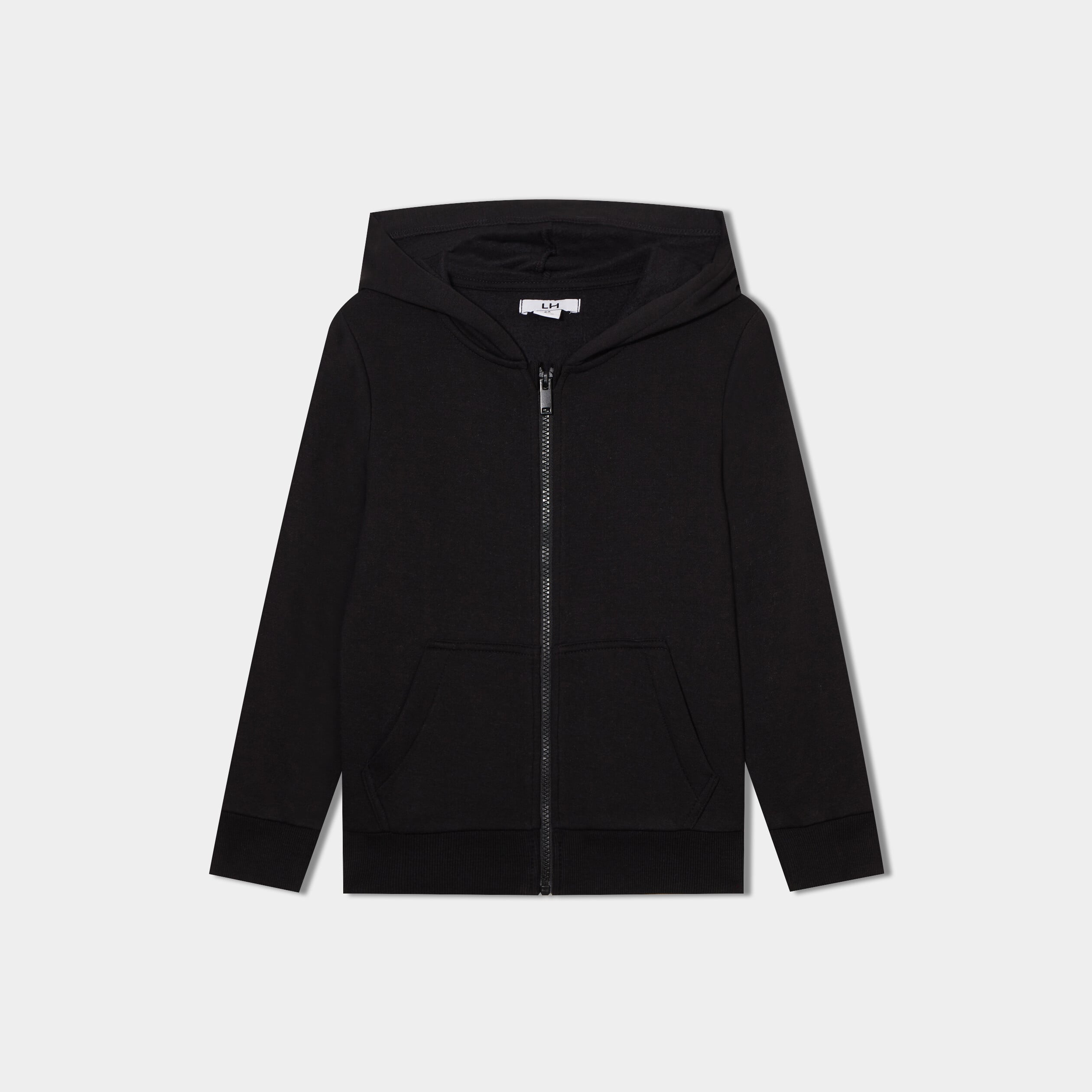 Sweat zipp&eacute; &agrave; capuche molleton noir gar&ccedil;on