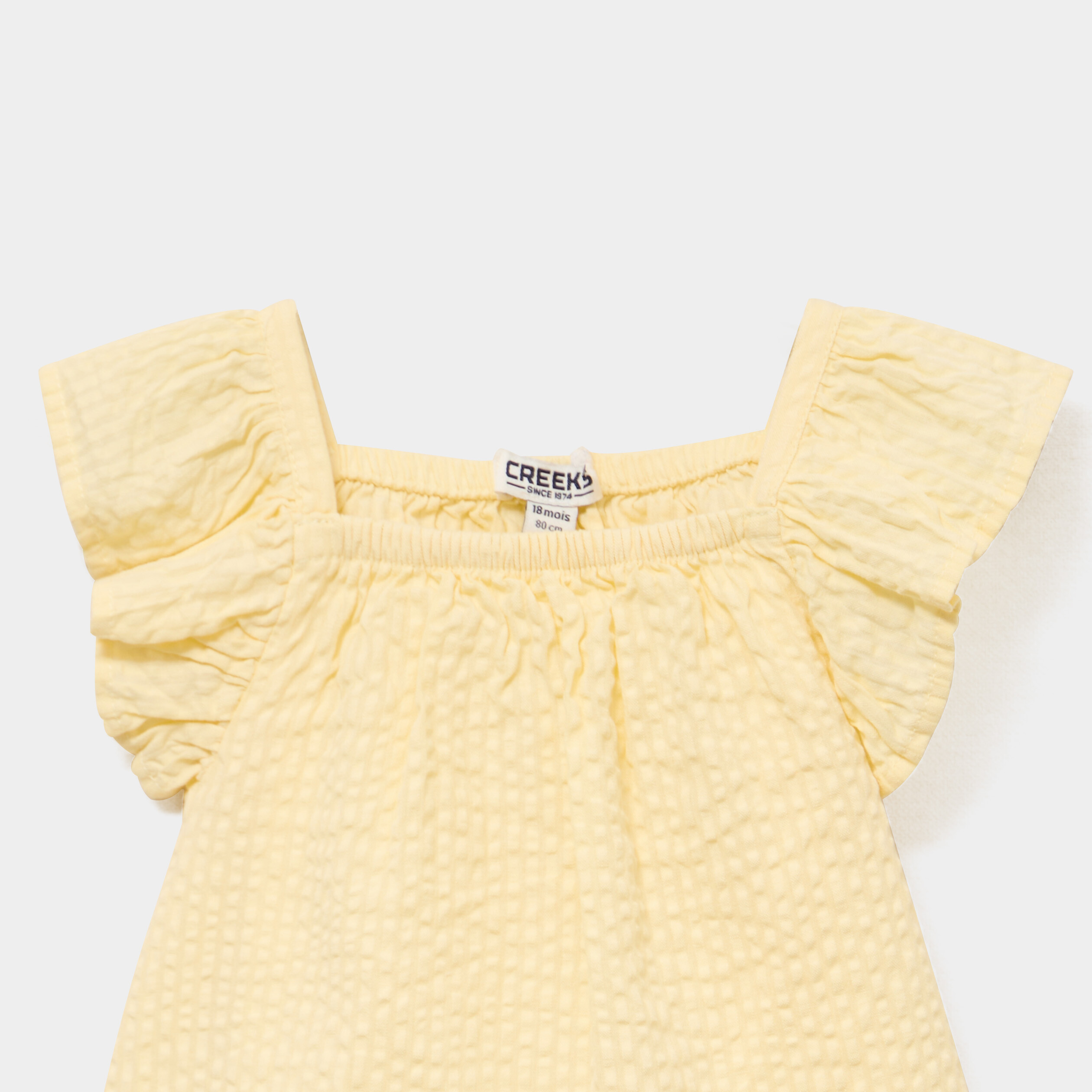 Ensemble 2 pi&egrave;ces d&eacute;bardeur short coton jaune clair b&eacute;b&eacute; fille