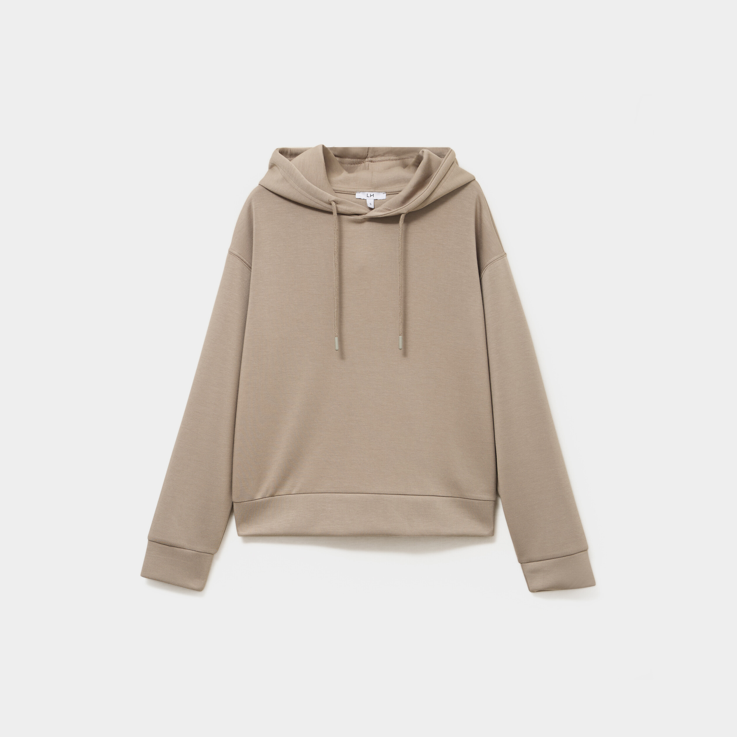 Sweat hoodie manches longues &agrave; capuche taupe femme