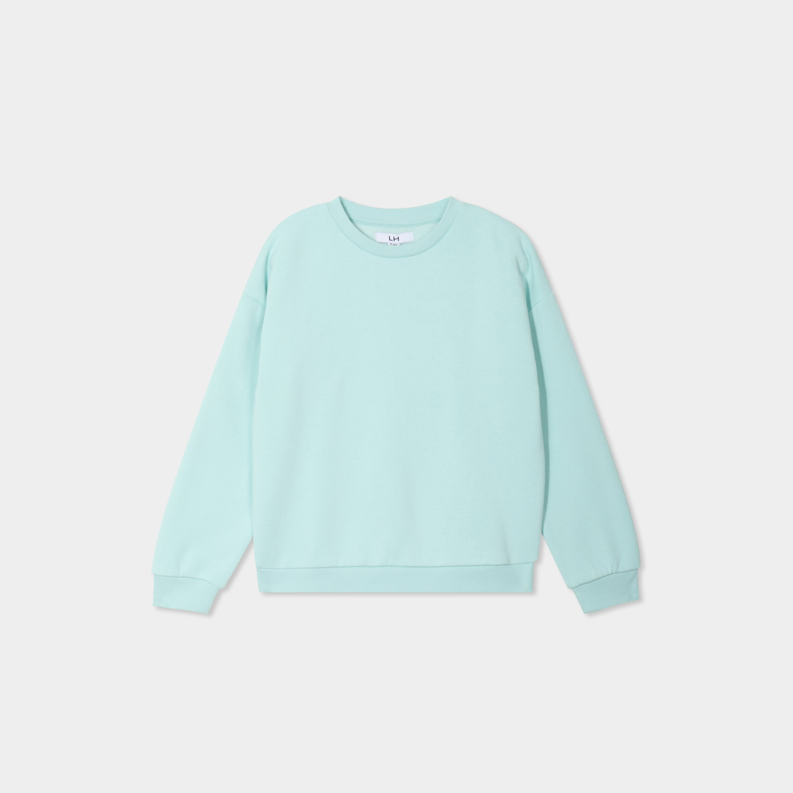 Sweat col rond manches longues vert pastel fille