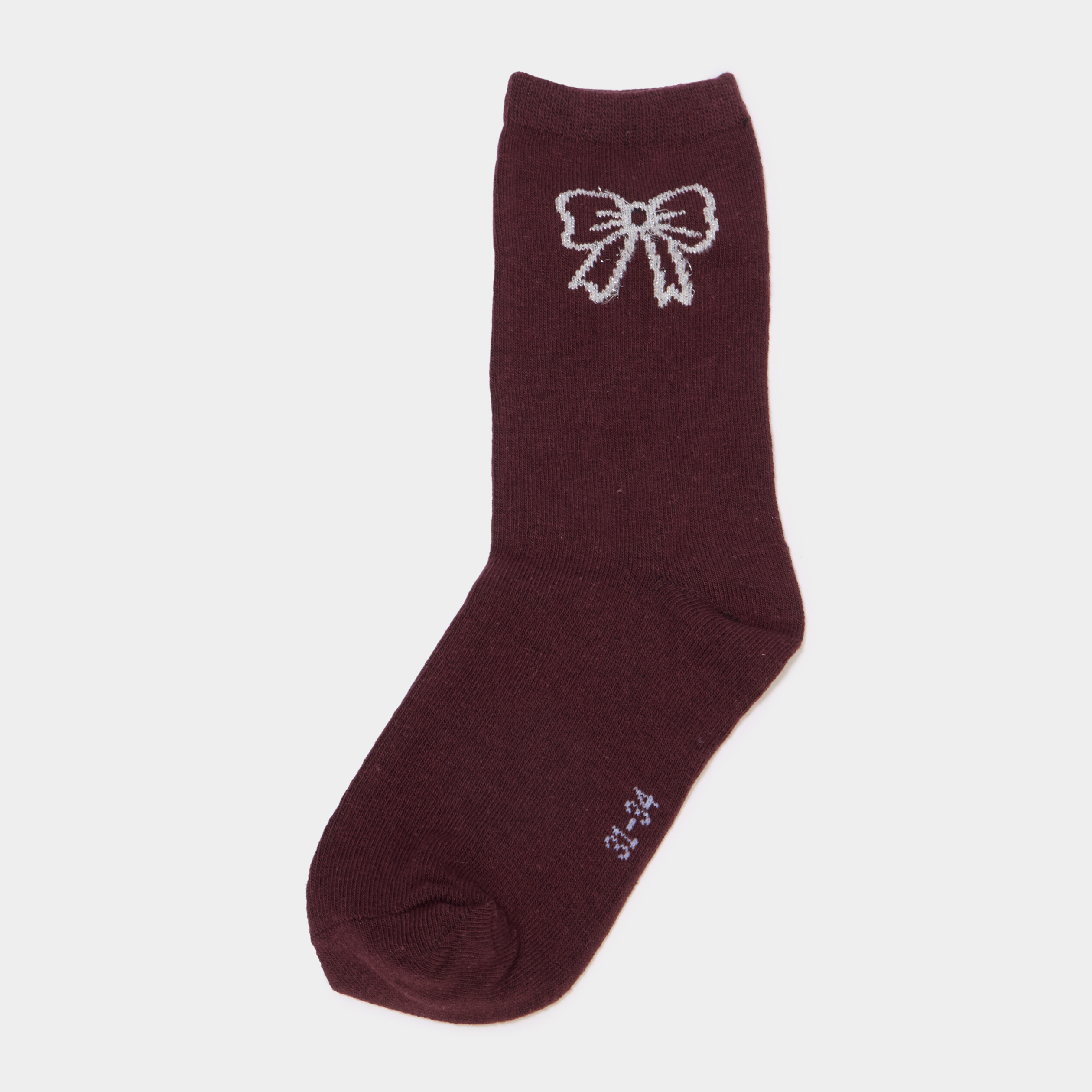 Lot 5 paires chaussettes &agrave; motifs bordeaux fille