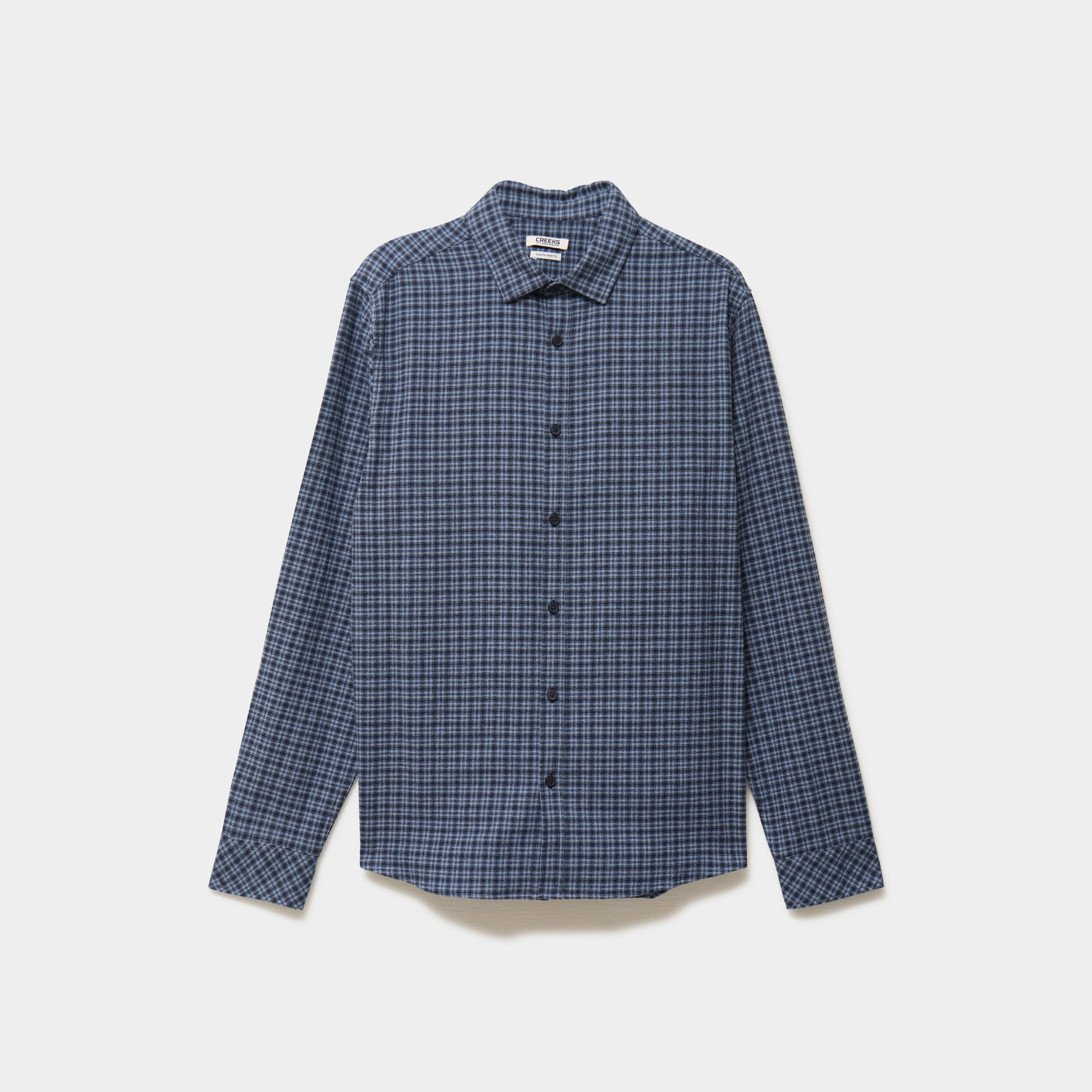 Chemise manches longues coton bleu marine homme