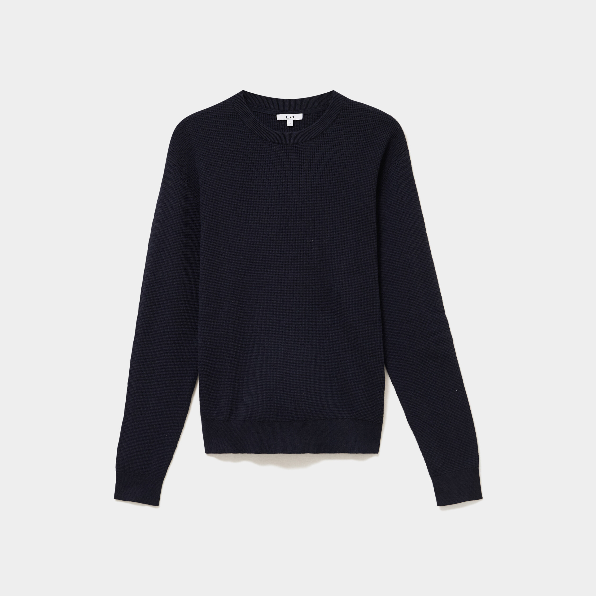 Pull en maille textur&eacute;e col rond bleu marine homme
