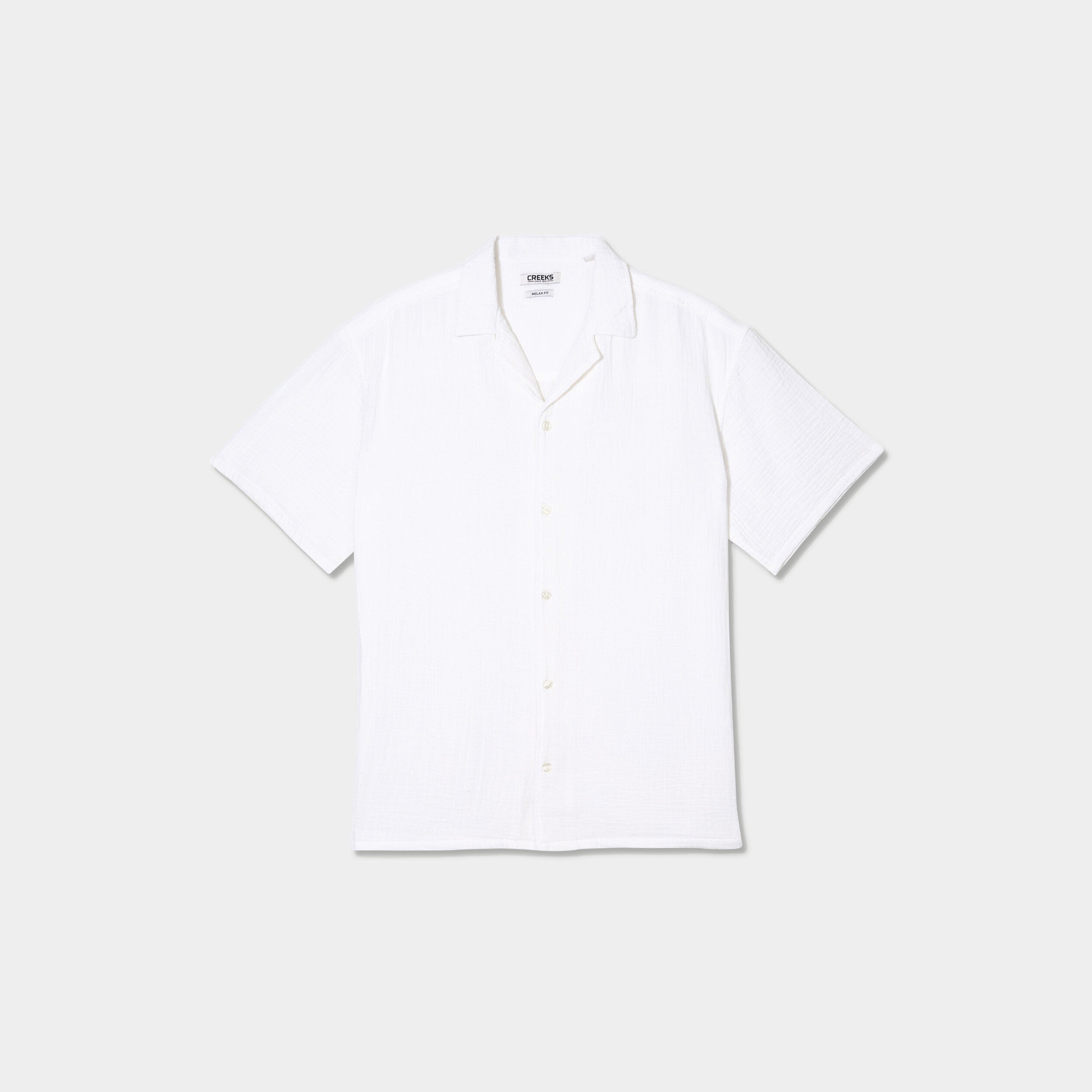 Chemise manches courtes gaze de coton blanc homme