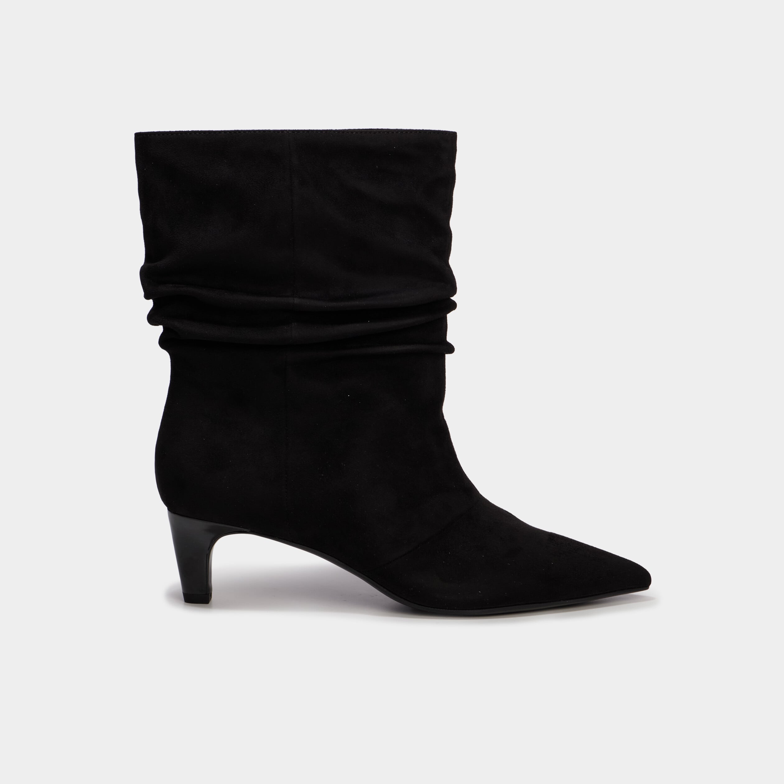 Bottines pliss&eacute;es talon kitten heel noir femme