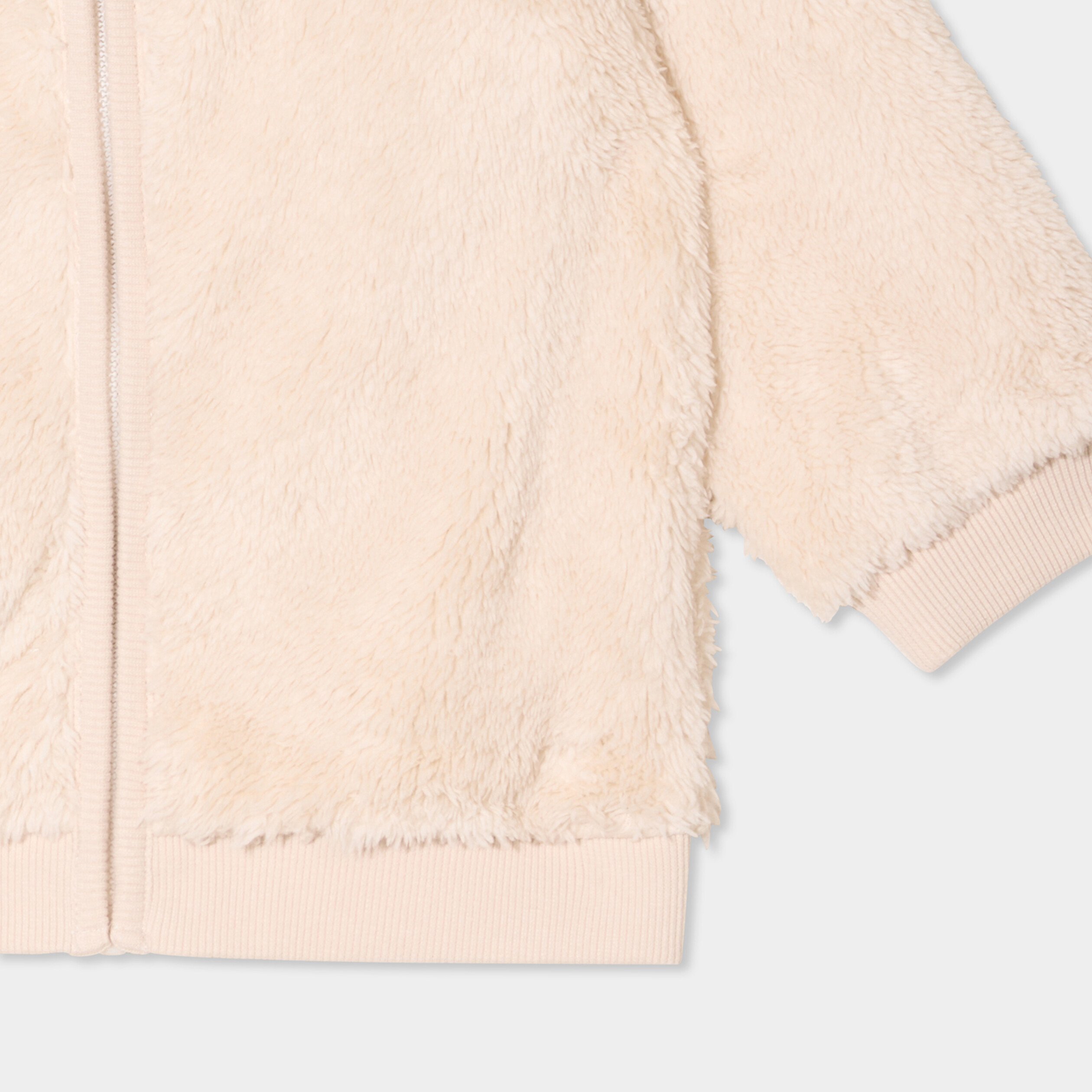 gilet zippe effet polaire a capuche beige bebeg Gilet zippé effet polaire à capuche beige bébé garçon