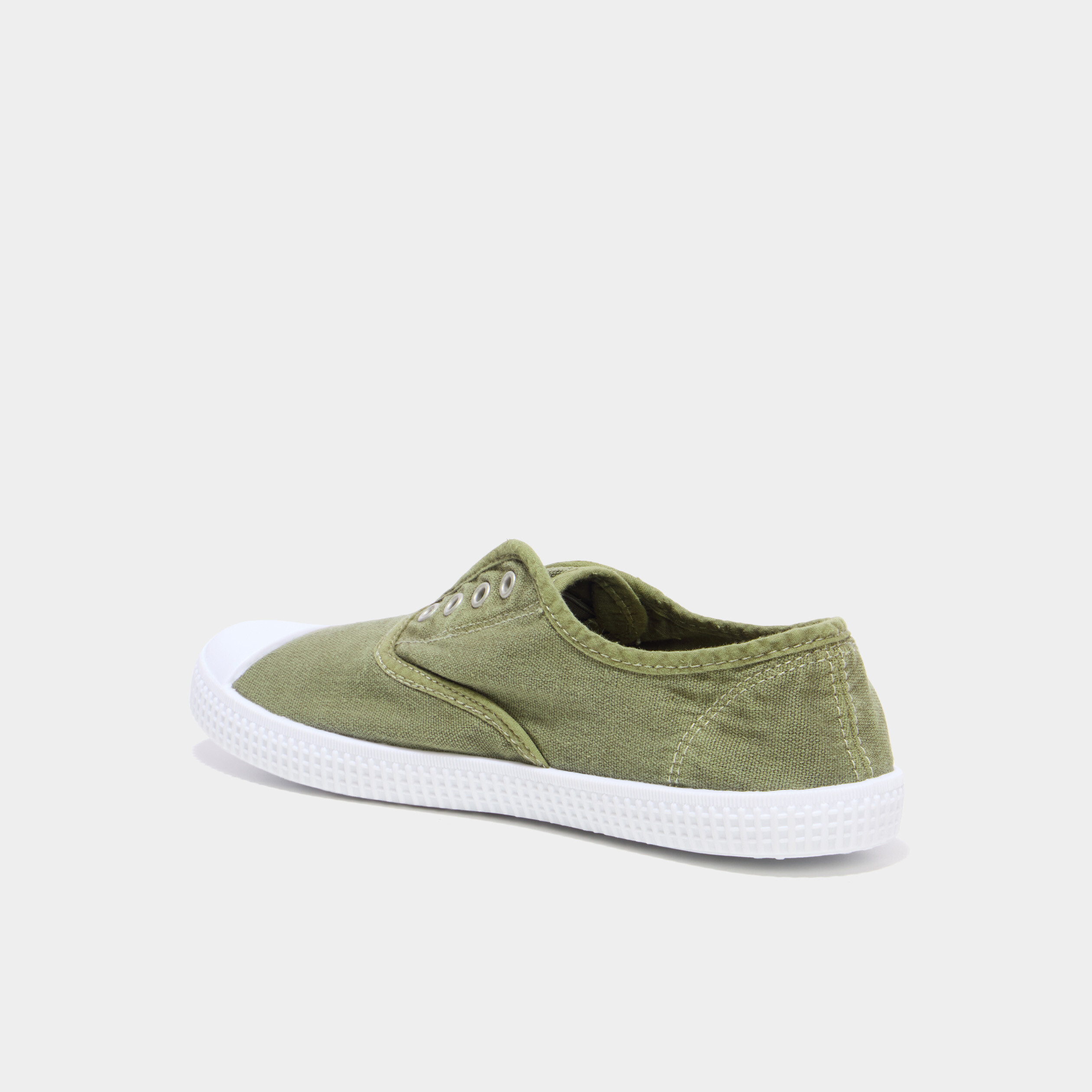 Tennis basses en toile enfilage facile vert kaki femme