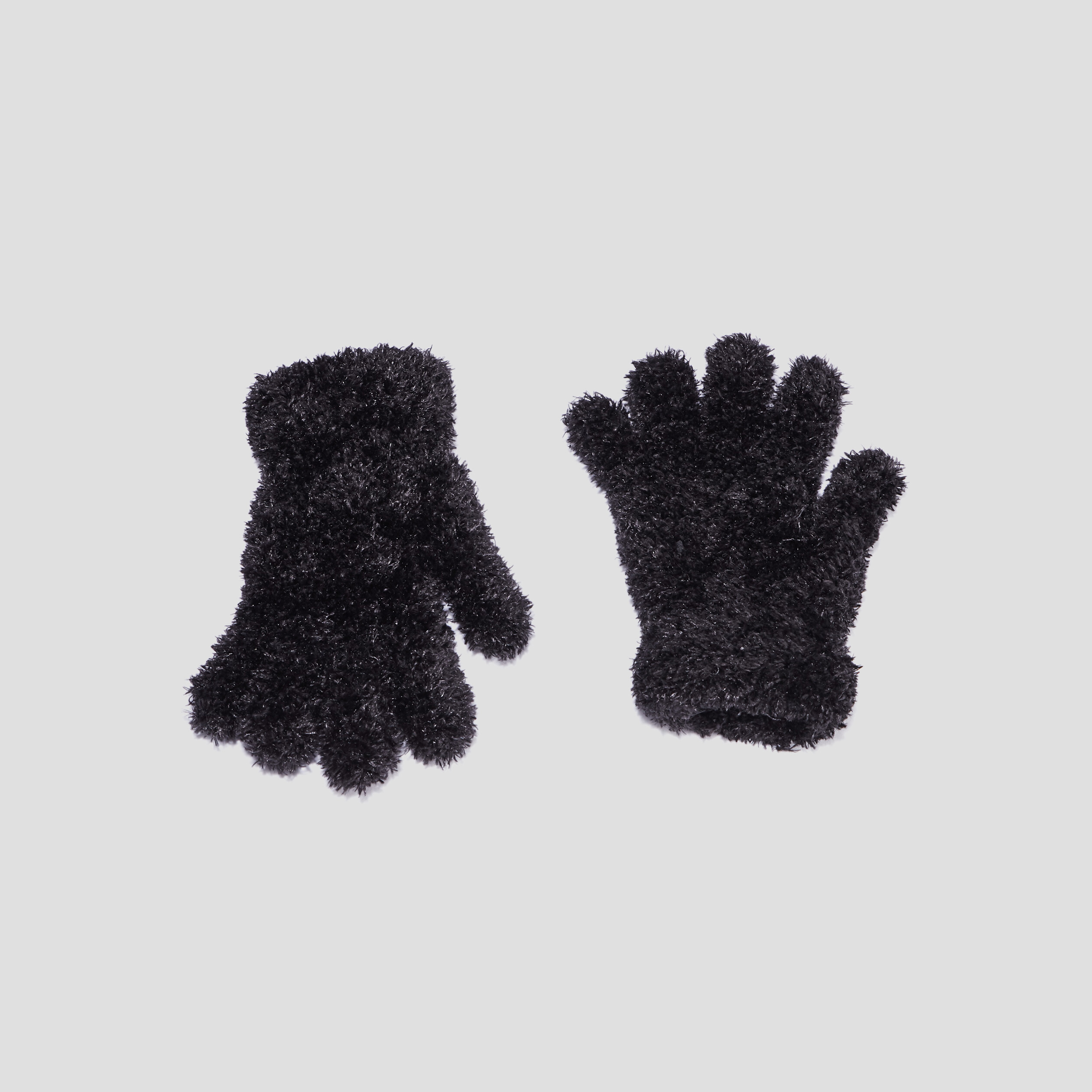 Gants fausse fourrure noir femme