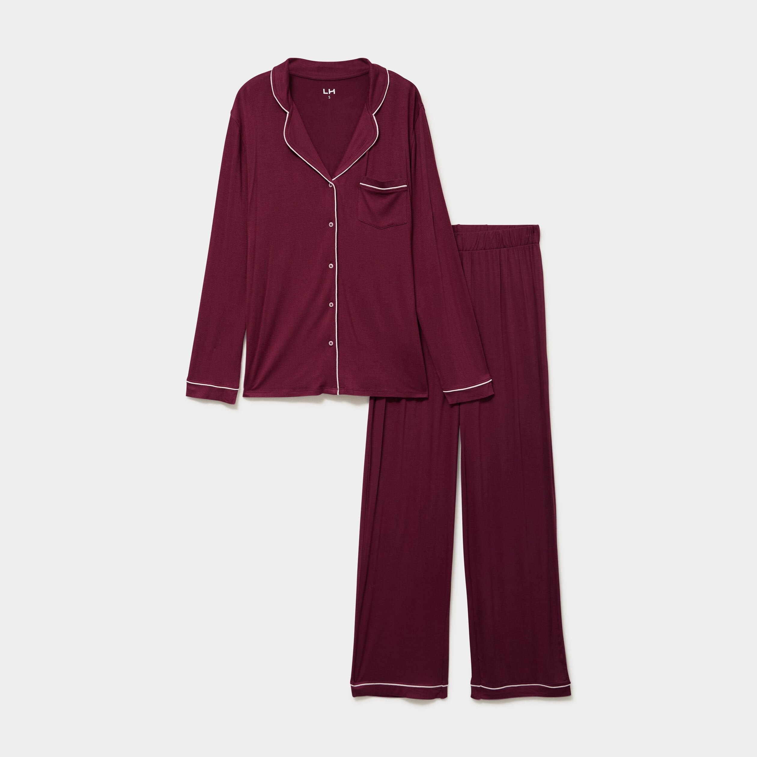 Ensemble pyjama pantalon et chemise prune femme