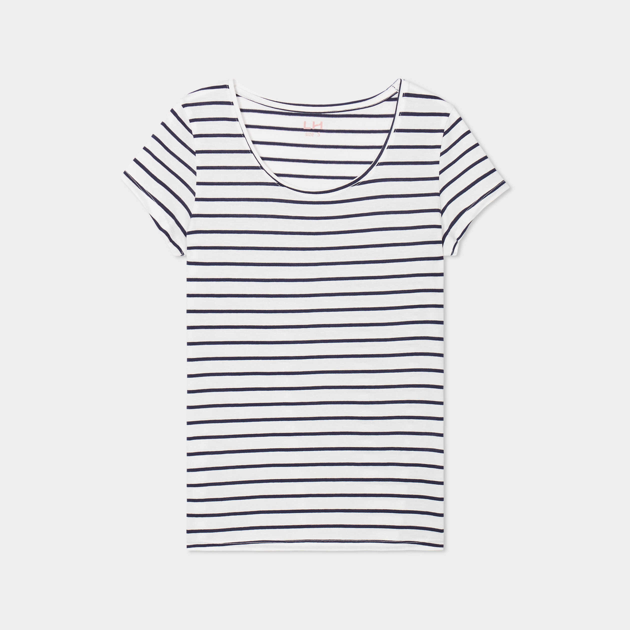 T-shirt ray&eacute; manches courtes ecru femme
