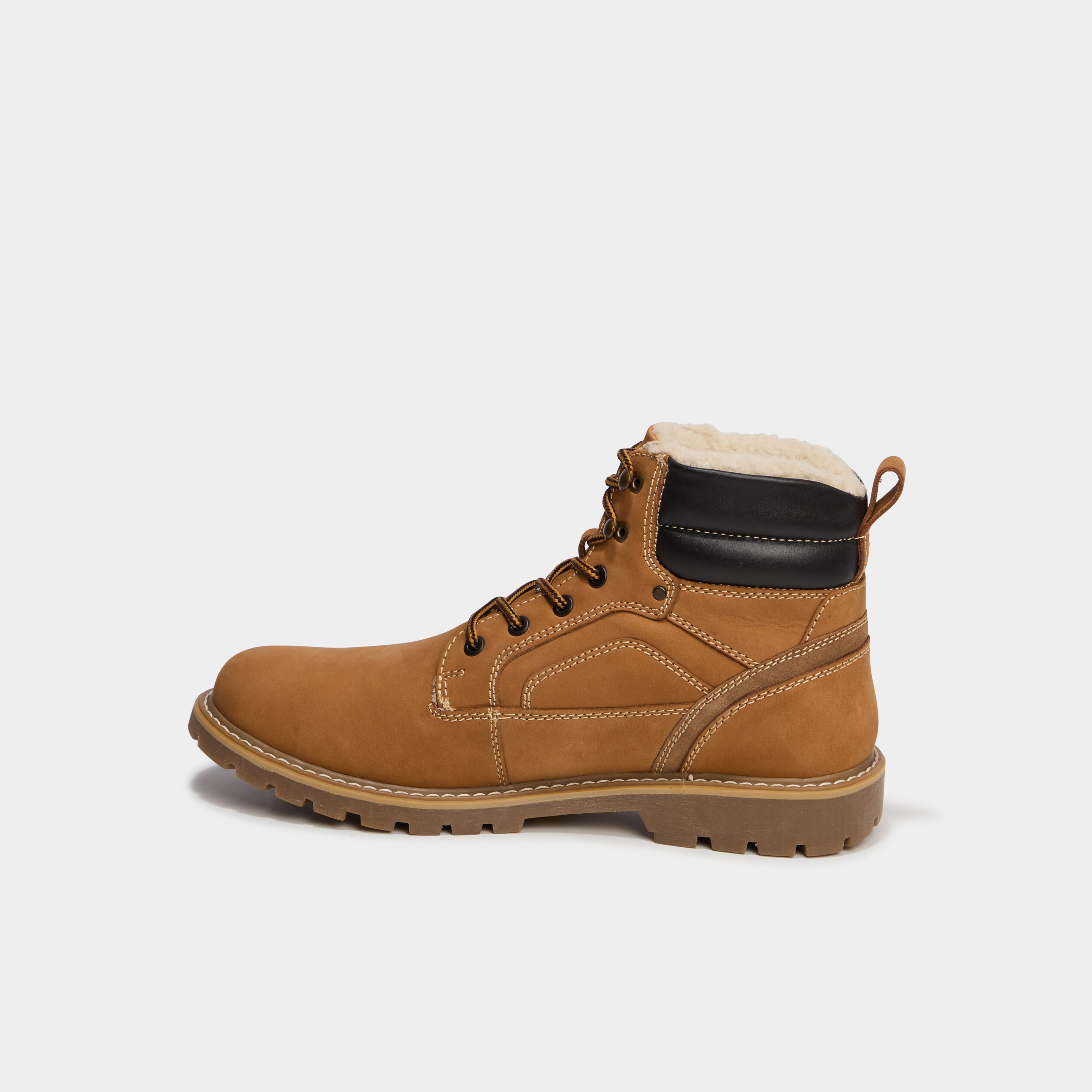 Bottines montantes &agrave; lacets en cuir marron clair homme