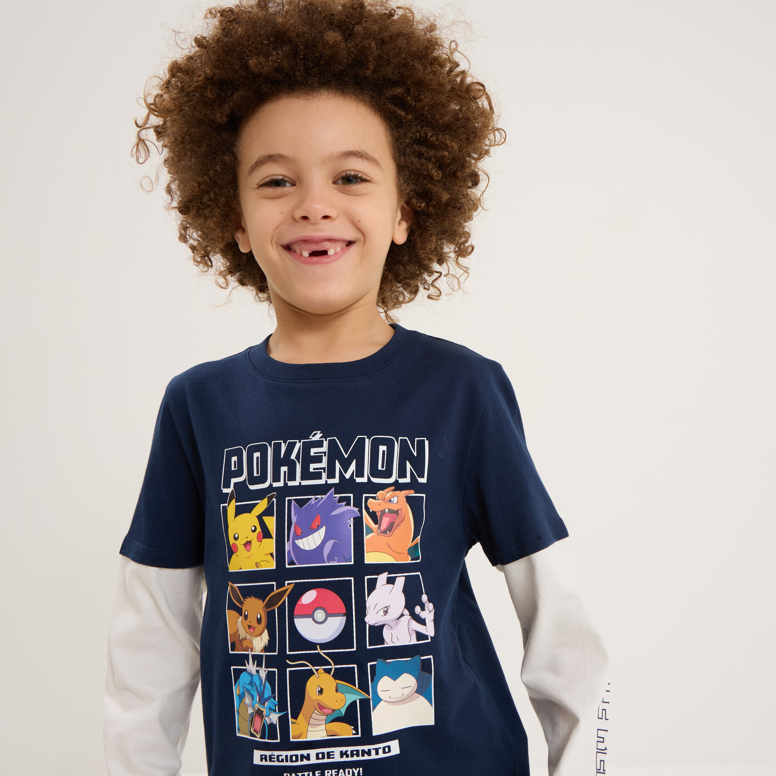 T-shirt manches longues coton Pokémon bleu marine garçon