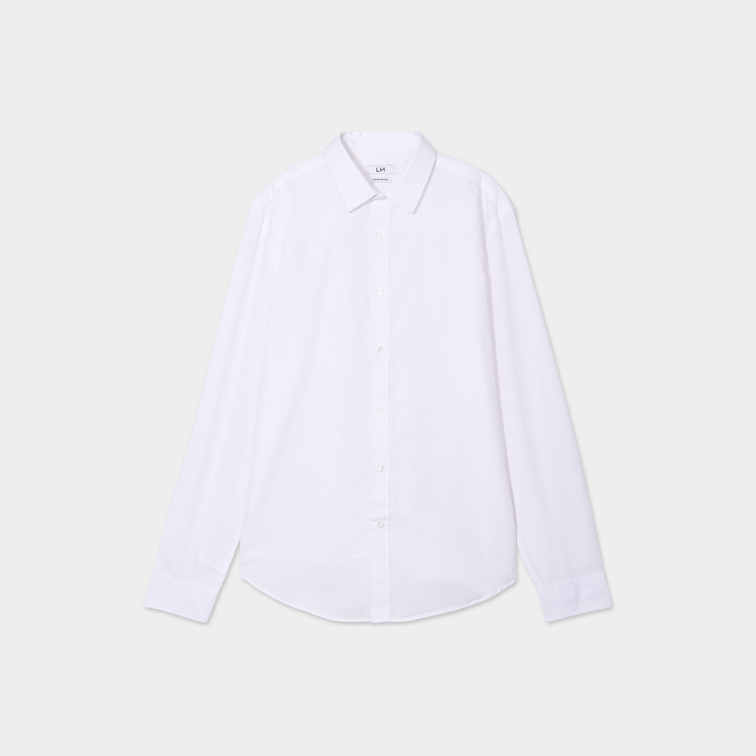 Chemise droite manches longues blanc homme