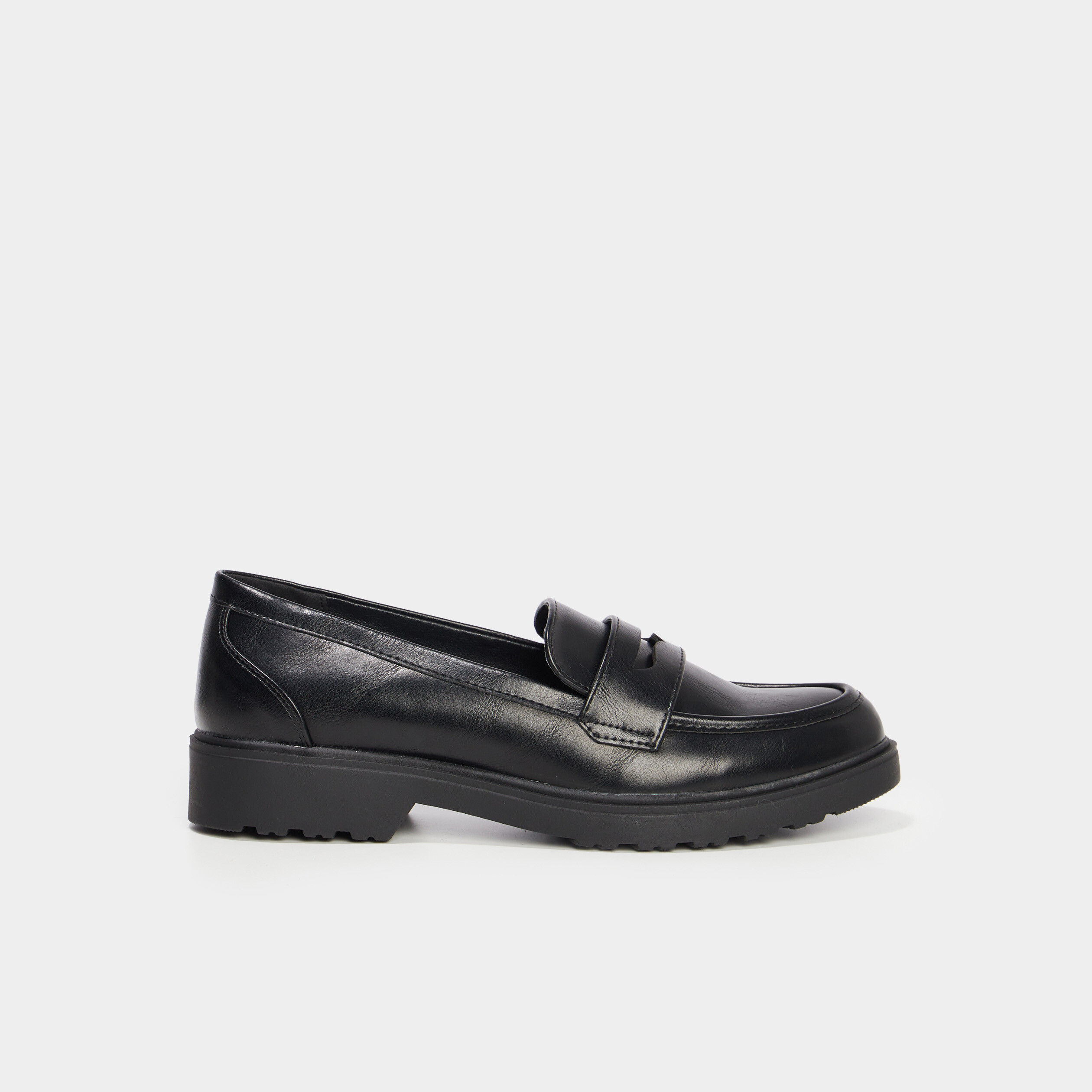 Mocassins Femme WOJAS En Cuir Grainé Noir - Semelle Plateforme, Chaîne Décorative - Taille 40 EU