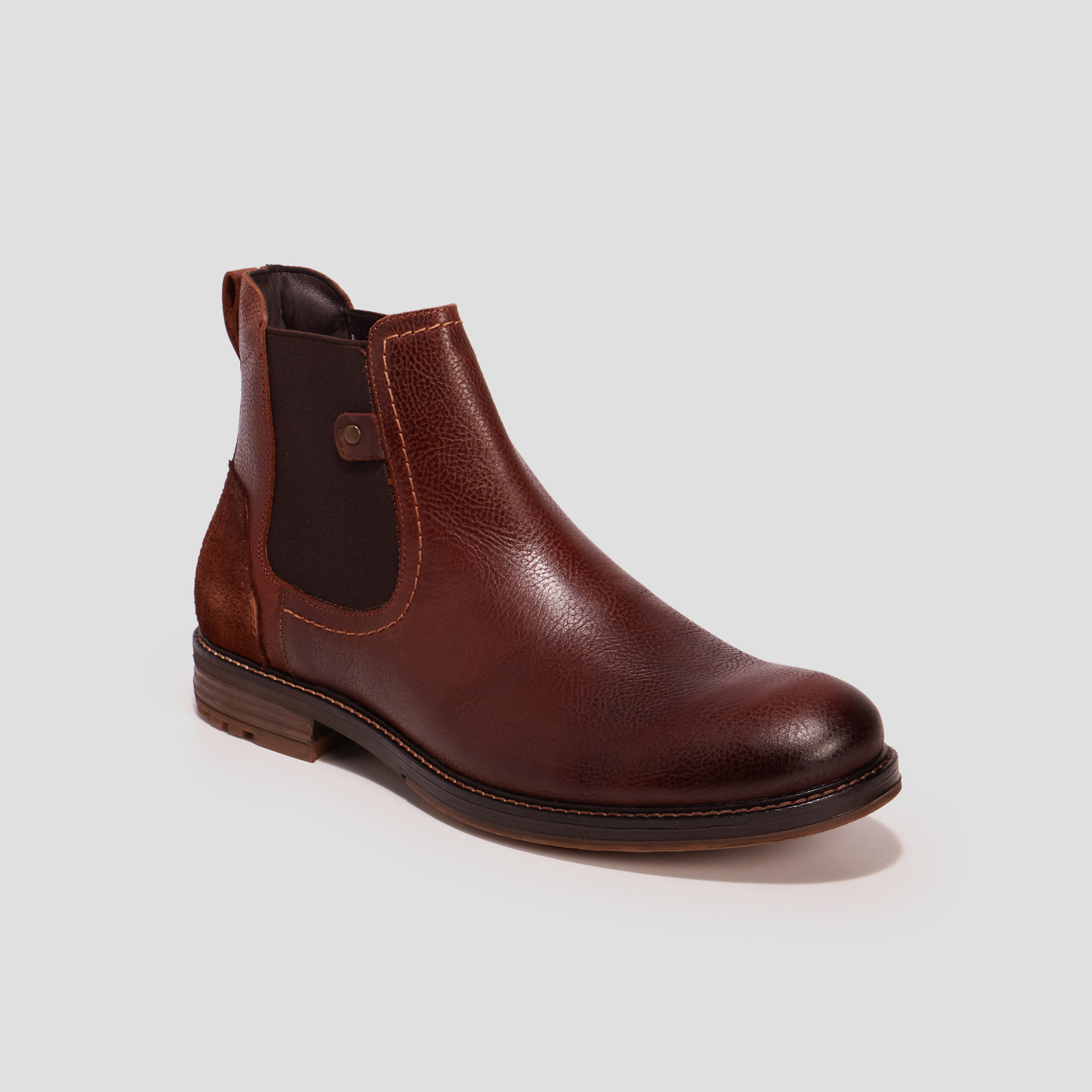 Bottines chelsea en cuir marron homme