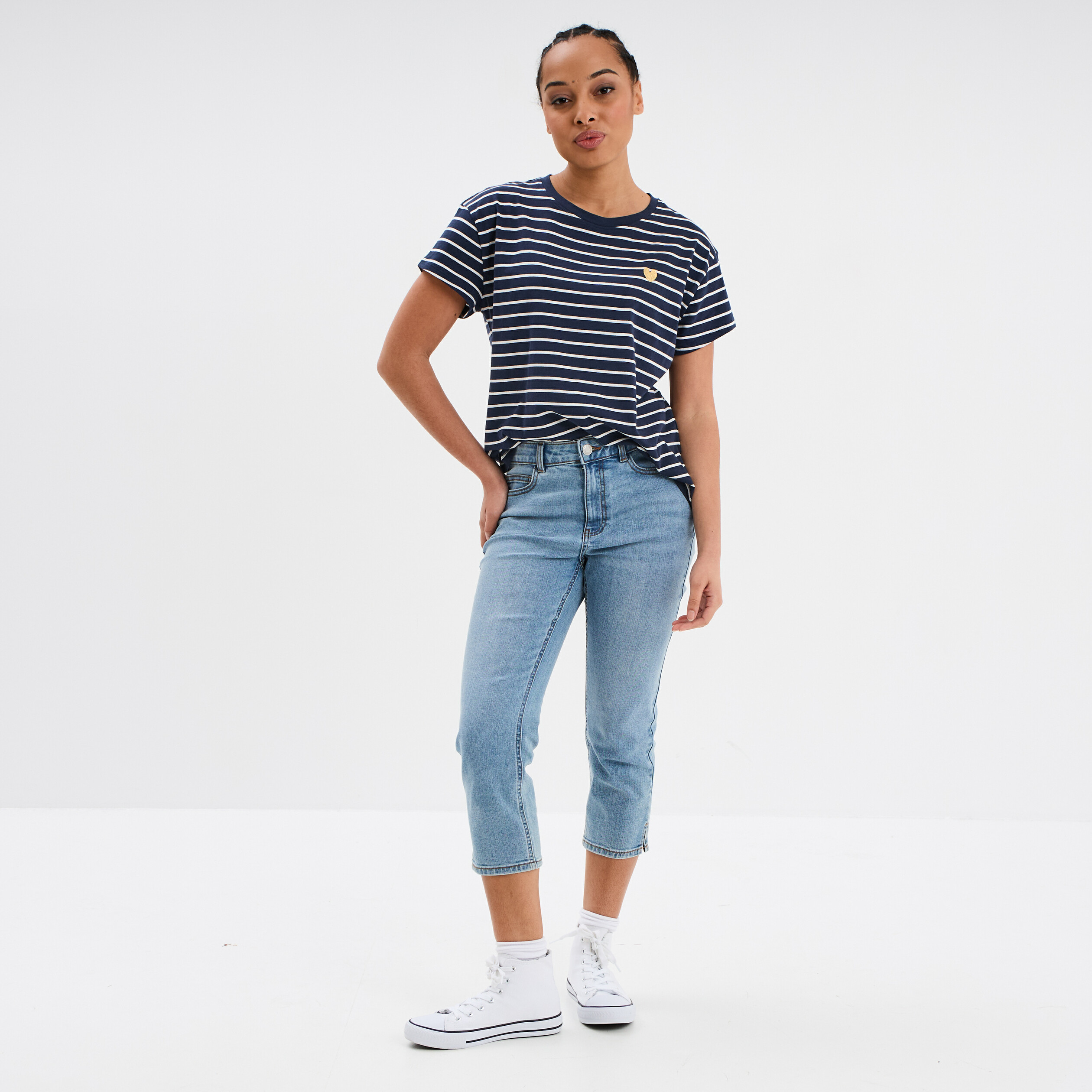 corsaire slim en jean denim double stone femme Corsaire slim en jean denim double stone femme
