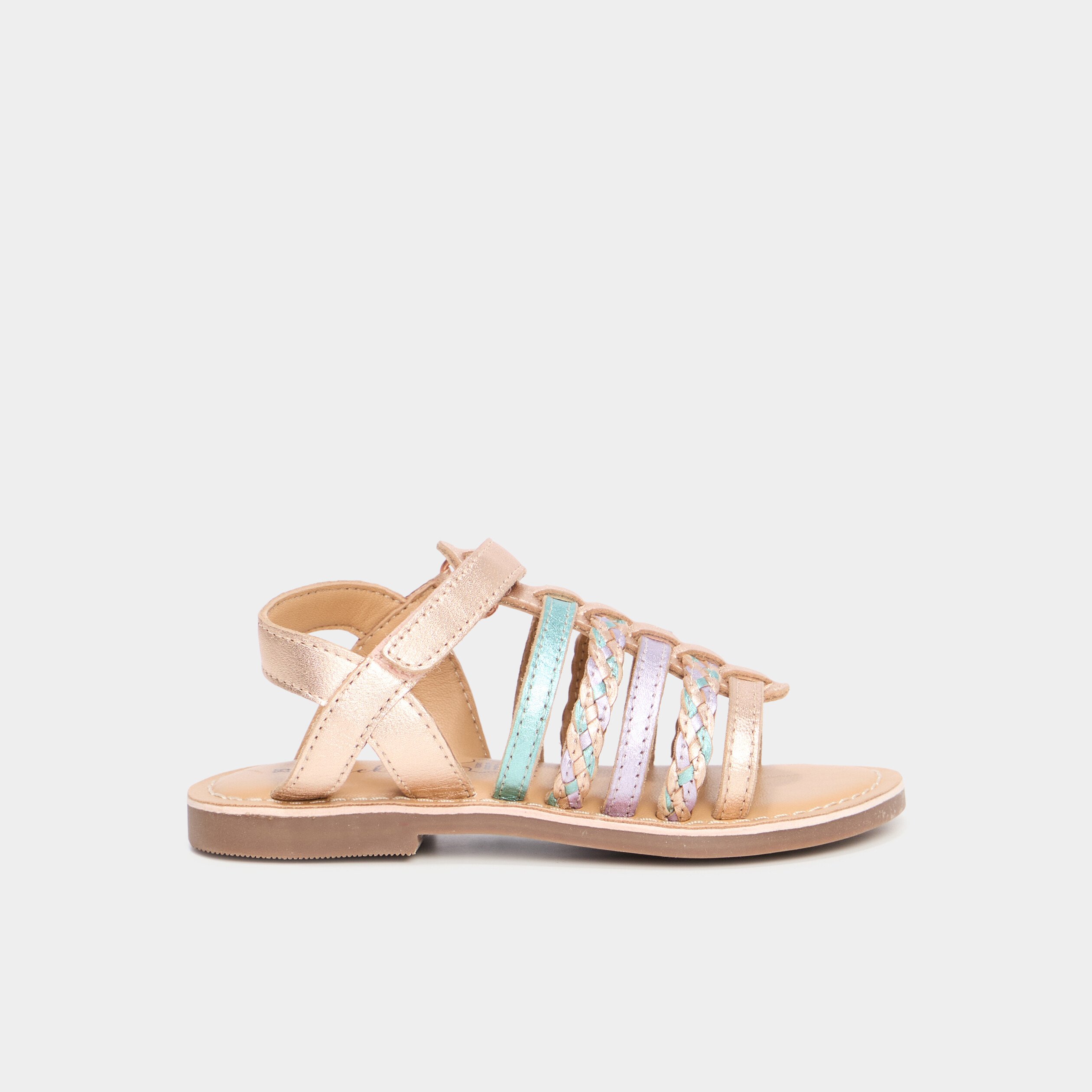 sandales brides tressees en cuir multicolore fille Sandales brides tressées en cuir multicolore fille