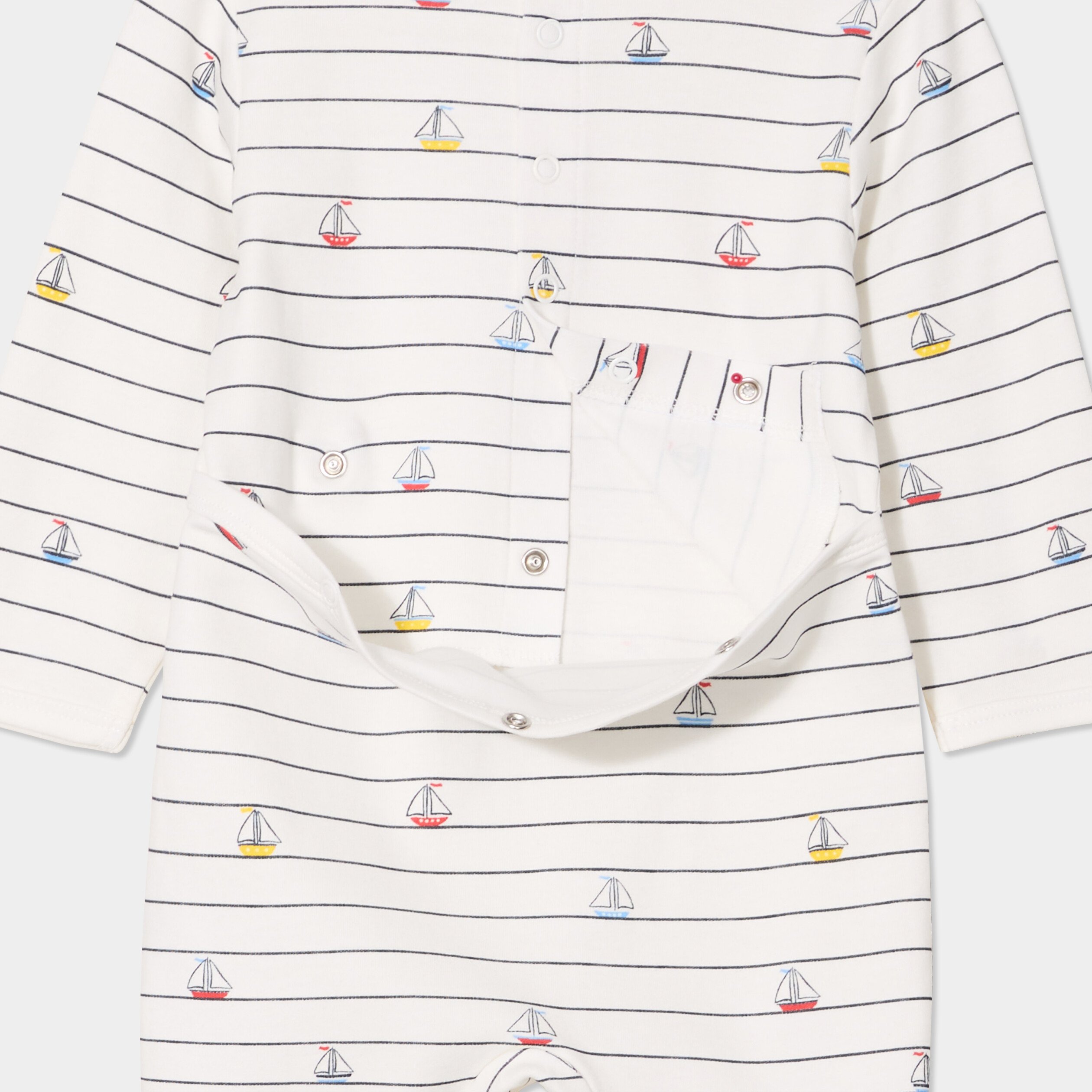 dors bien coton manches longues boutonne ecru bebeg Dors-bien coton manches longues boutonné ecru bébé garçon